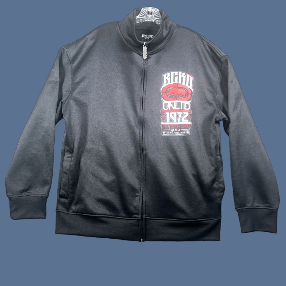 Ecko Unltd. VINTAGE Ecko Unltd MMA Full Zip Jacket XL Long Sleeve Black Windbreaker - 90s Hip Hop Designer Mens? Size US XL / EU 56 / 4 - 1 Thumbnail
