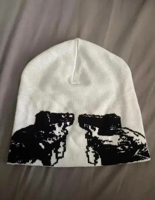Other DUAL PISTOLS Hat Beanie BLACK Gothic Punk Rock y2k Size ONE SIZE - 2 Thumbnail