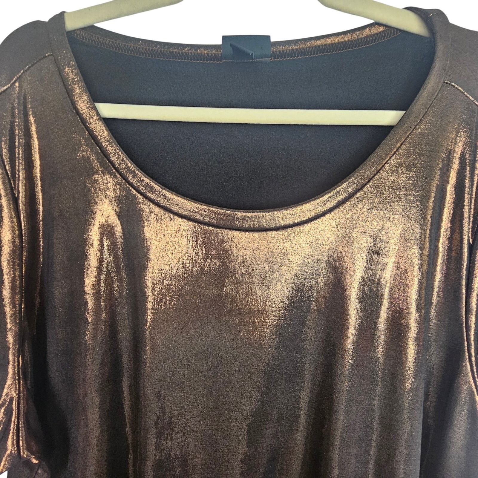 Torrid Torrid Womens Liquid Shine Crew Neck Top 3X Bronze Metallic Size 3XL / US 20-22 - 3 Thumbnail