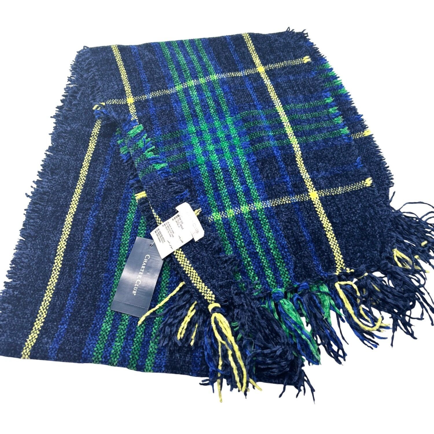 Charter Club Charter Club Women's Chenille Square-Plaid Scarf, Blue Size ONE SIZE - 4 Thumbnail
