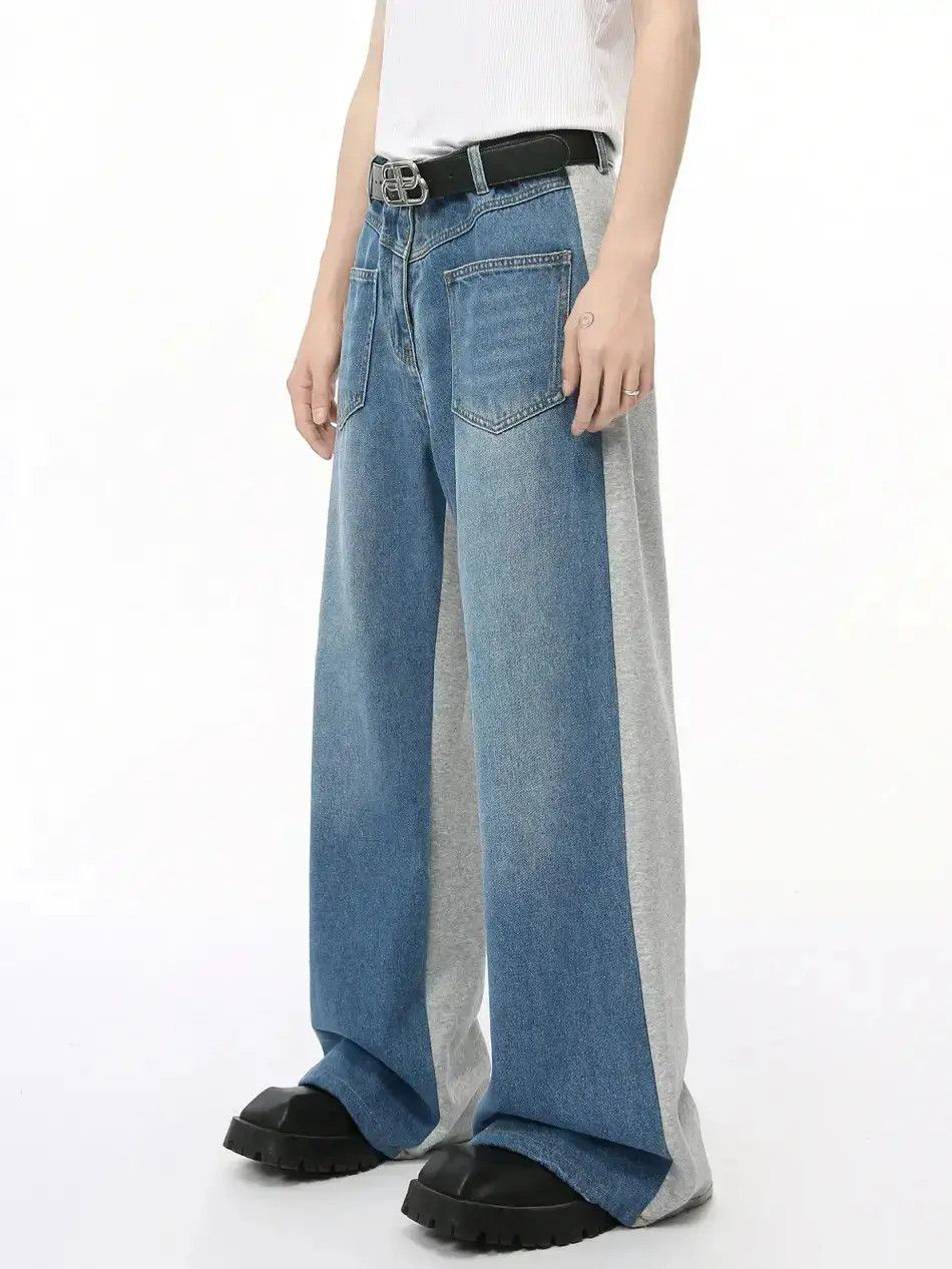 Japanese Brand Retro loose fit patchwork wide leg jeans Size US 32 / EU 48 - 5 Thumbnail