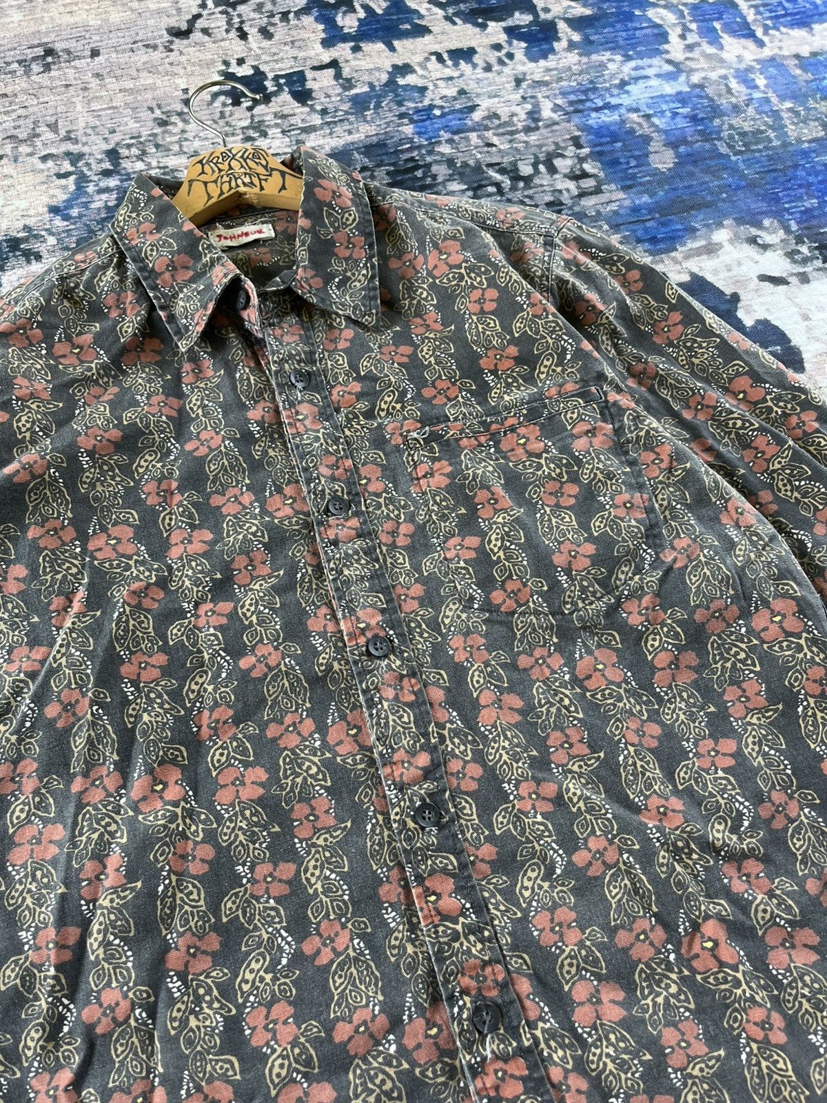 Johnbull × Vintage 🔥RARE Vintage John Bull Flower Full Print Shirt Button Up Size US L / EU 52-54 / 3 - 4 Thumbnail