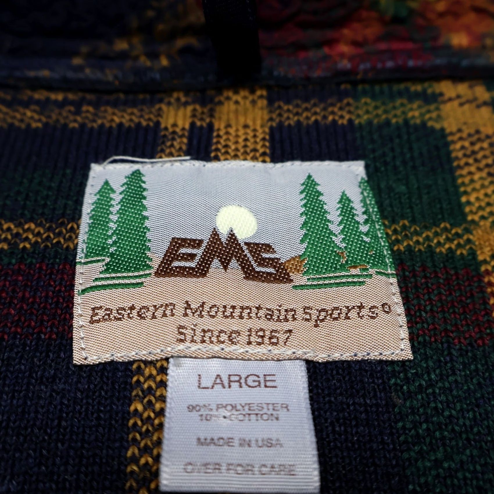 Eastern Mountain Sports VTG EMS Fleece Pullover Sweater Large Blue Plaid Winter 1/2 Zip USA Made Mens Size US L / EU 52-54 / 3 - 5 Thumbnail