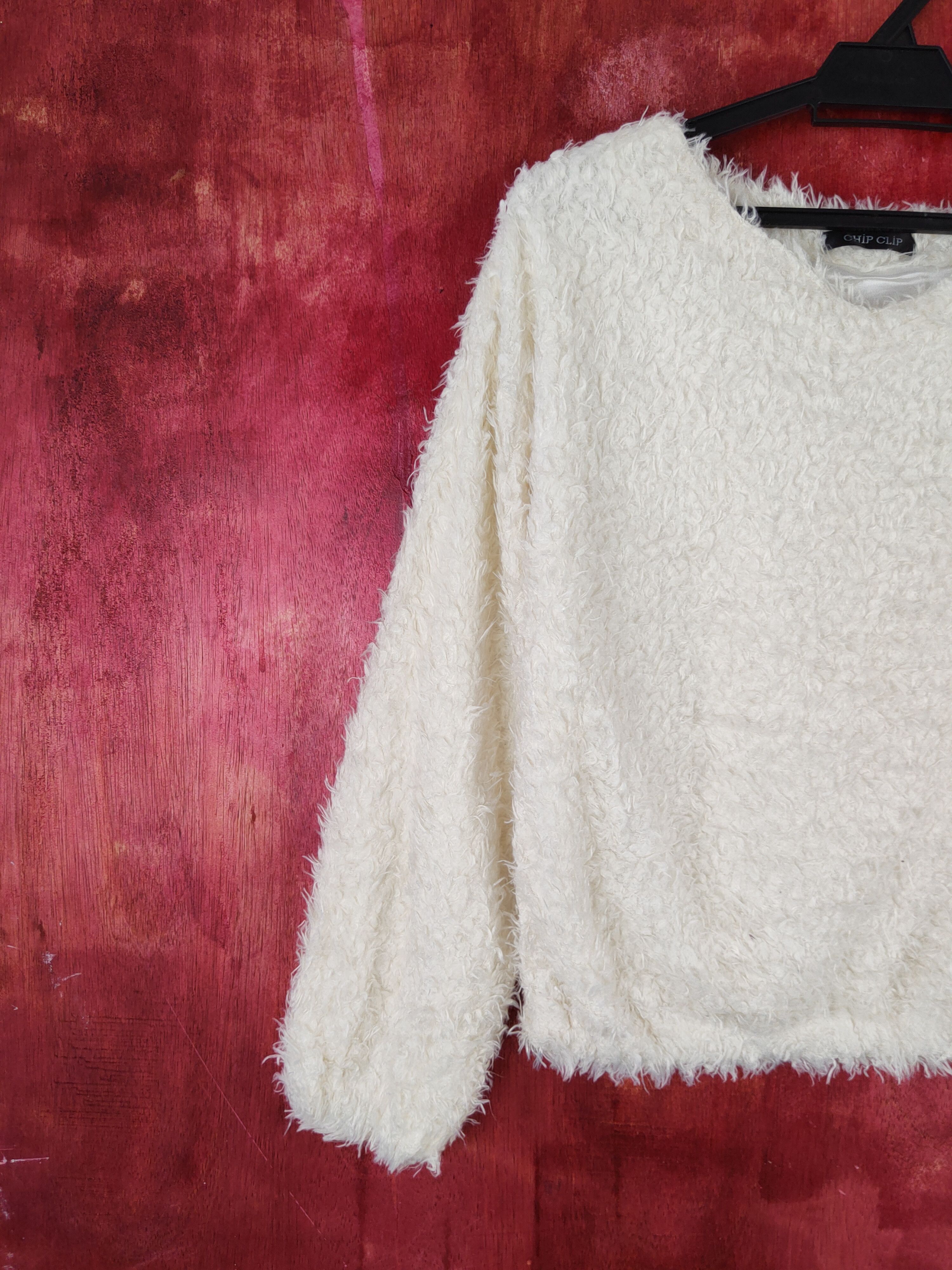 Japanese Brand × Vintage Chip Clip Ivory Shag Shaggy Fur Mohair Knitwear #S191905 Size M / US 6-8 / IT 42-44 - 3 Thumbnail