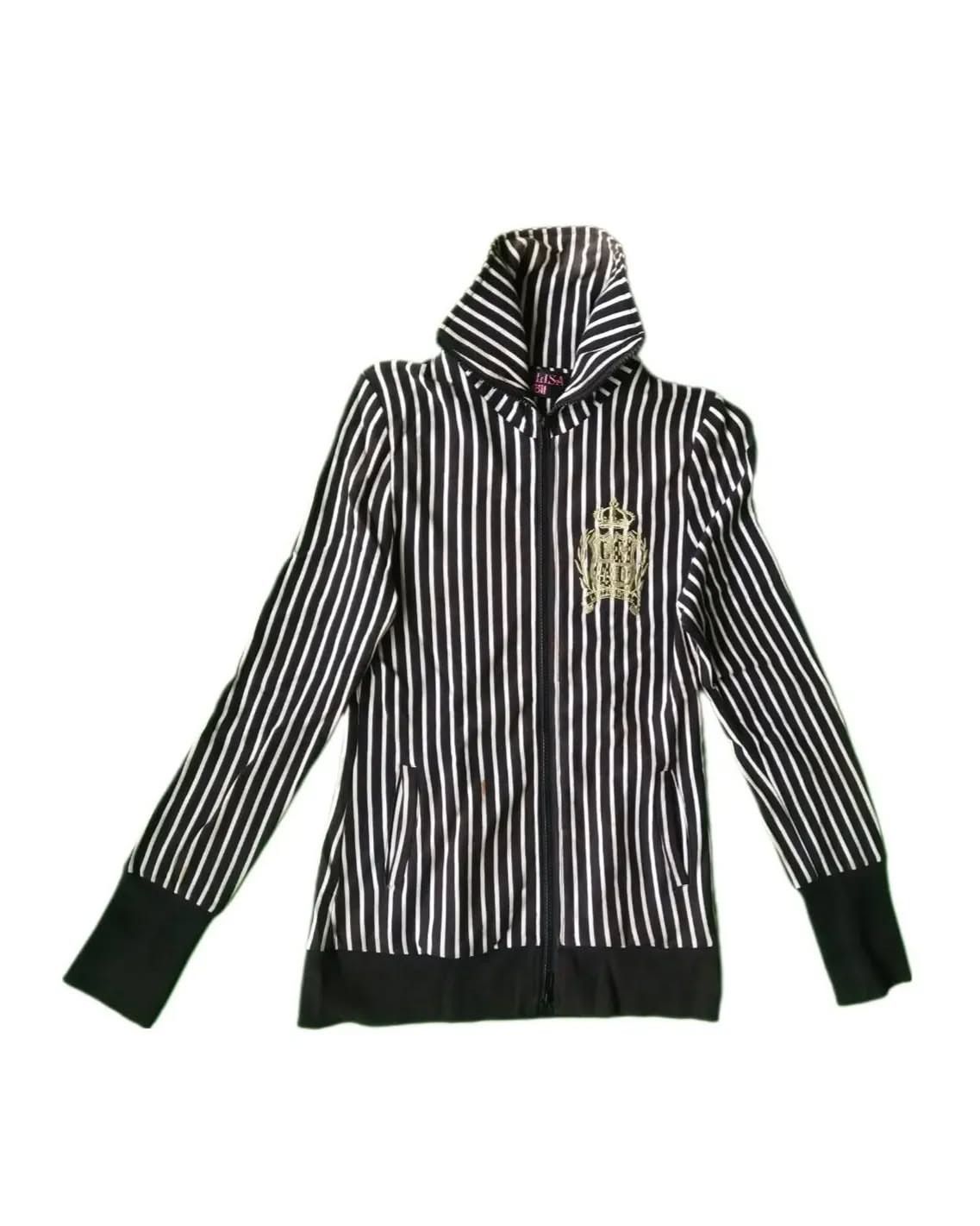 Liz Lisa Doll Black White Striped Woman Kawaii Zip Jacket