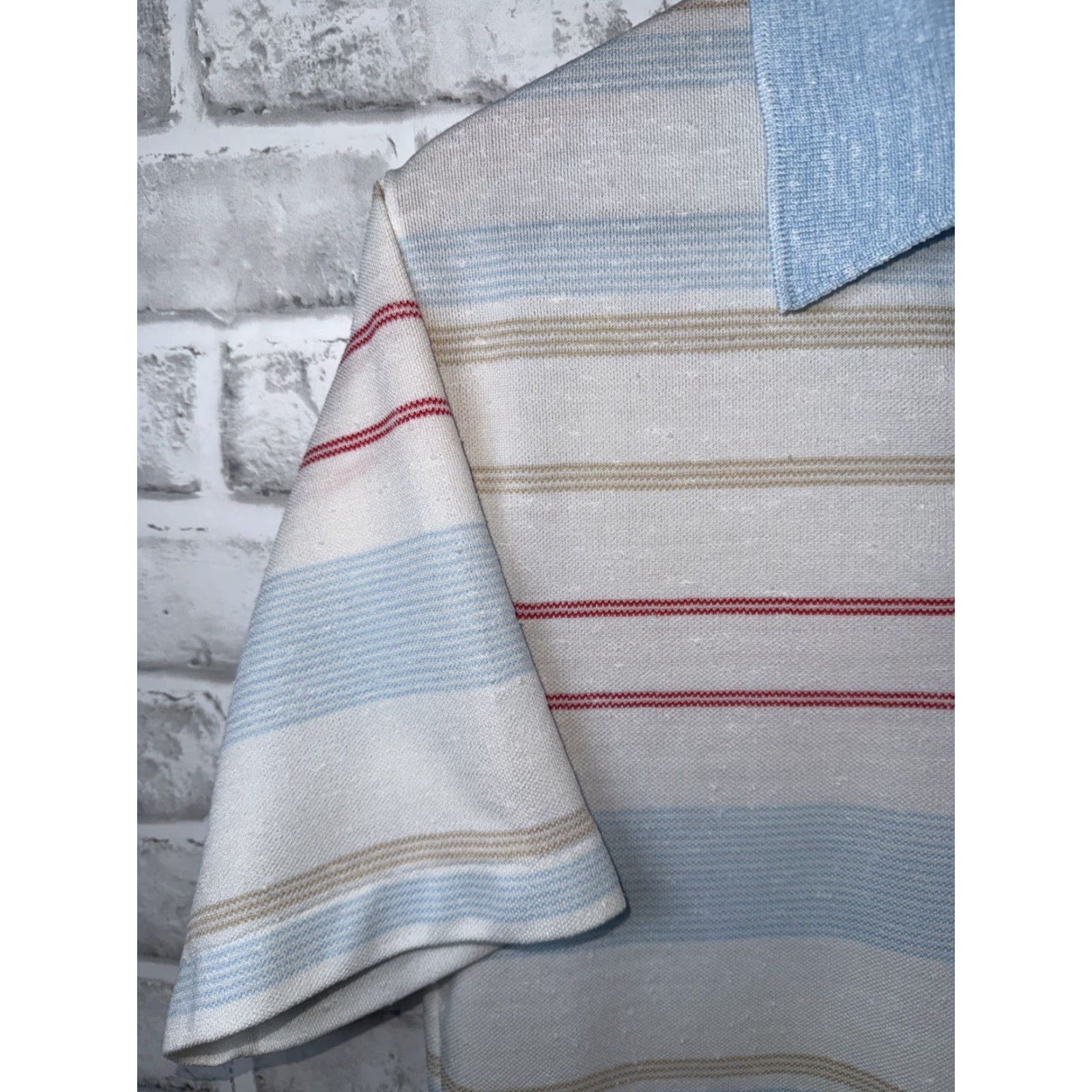Vintage VINTAGE Robert Bruce Polo Shirt Cream Striped 1970s Disco Mens M Size US M / EU 48-50 / 2 - 6 Thumbnail