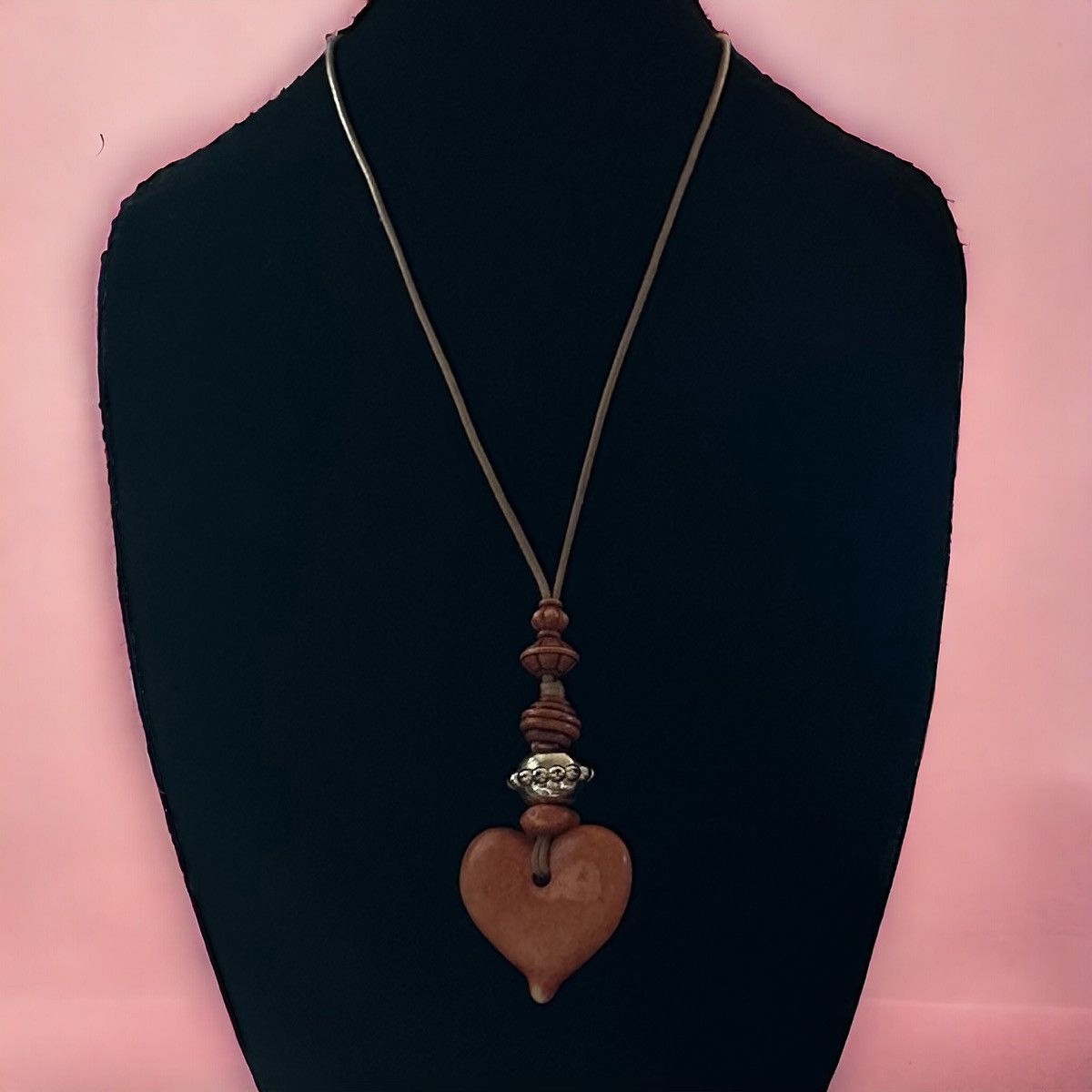 Vintage Vintage heart pendant tassel cord necklace Size ONE SIZE - 1 Thumbnail