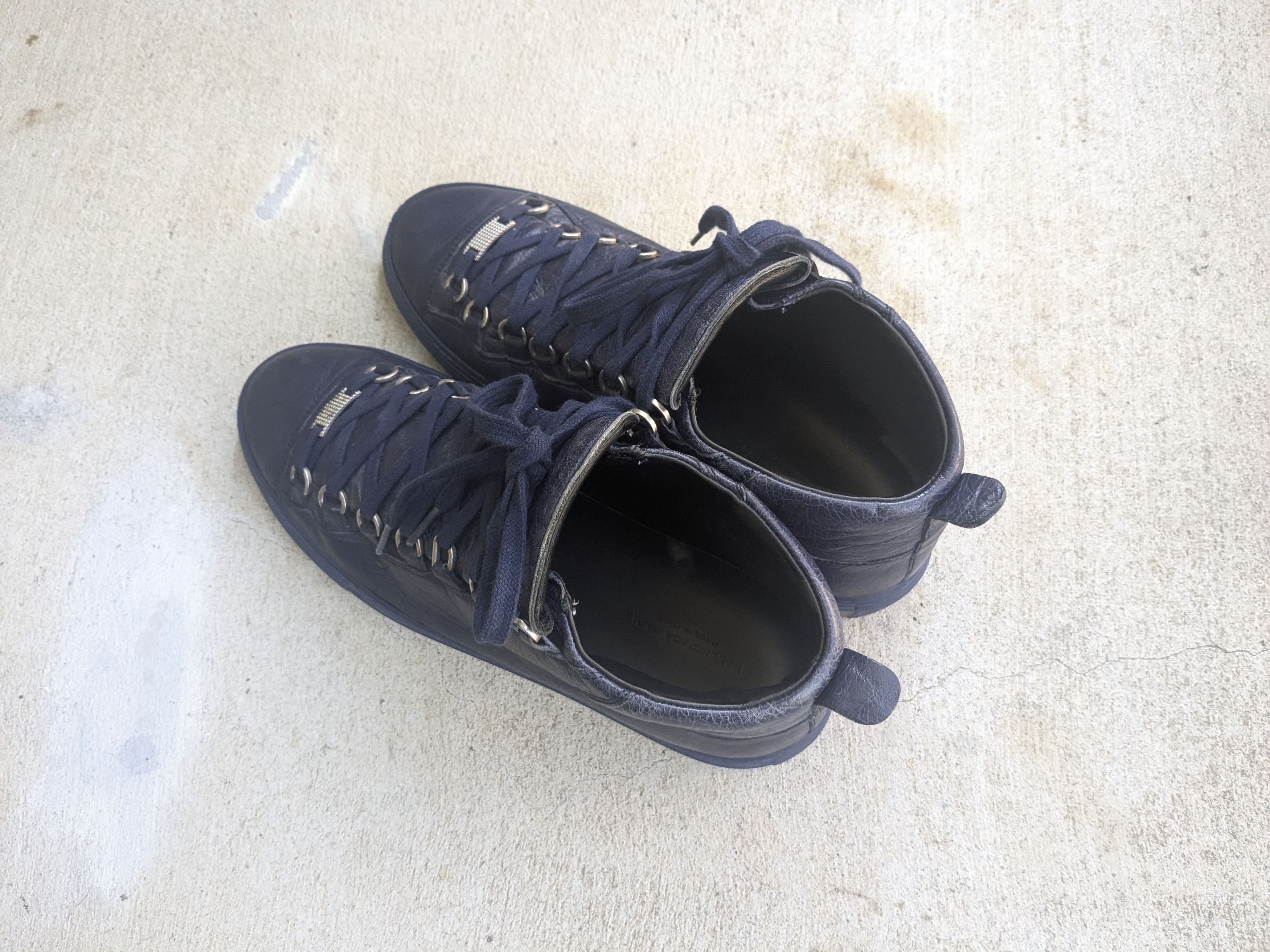 Balenciaga Balenciaga Arena Navy Blue Leather 9 High Tops Lace Up Size US 9 / EU 42 - 14 Thumbnail