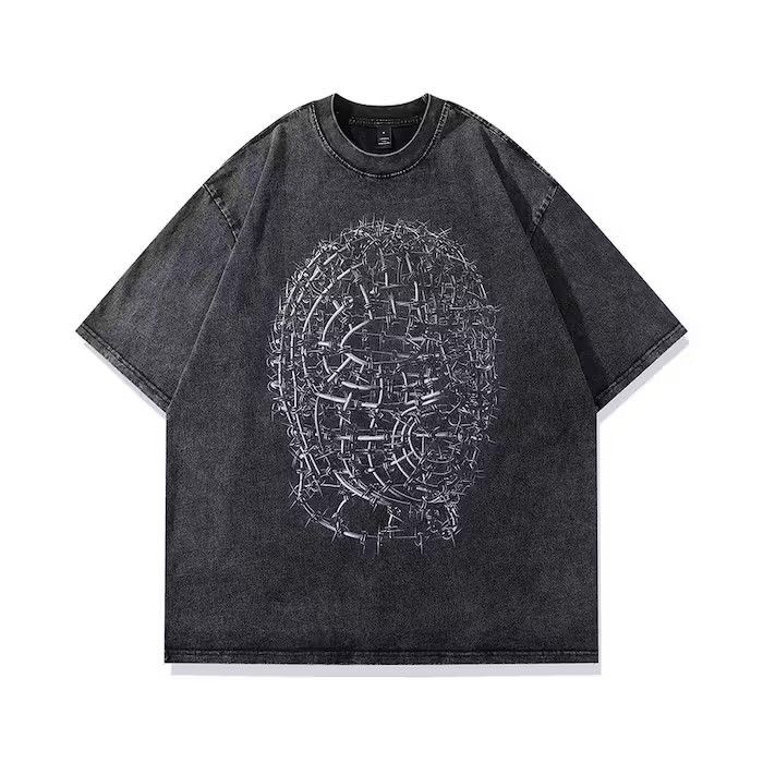 image of Vintage Iron Human Head Oversize T Shirt in Black, Men's (Size XL)