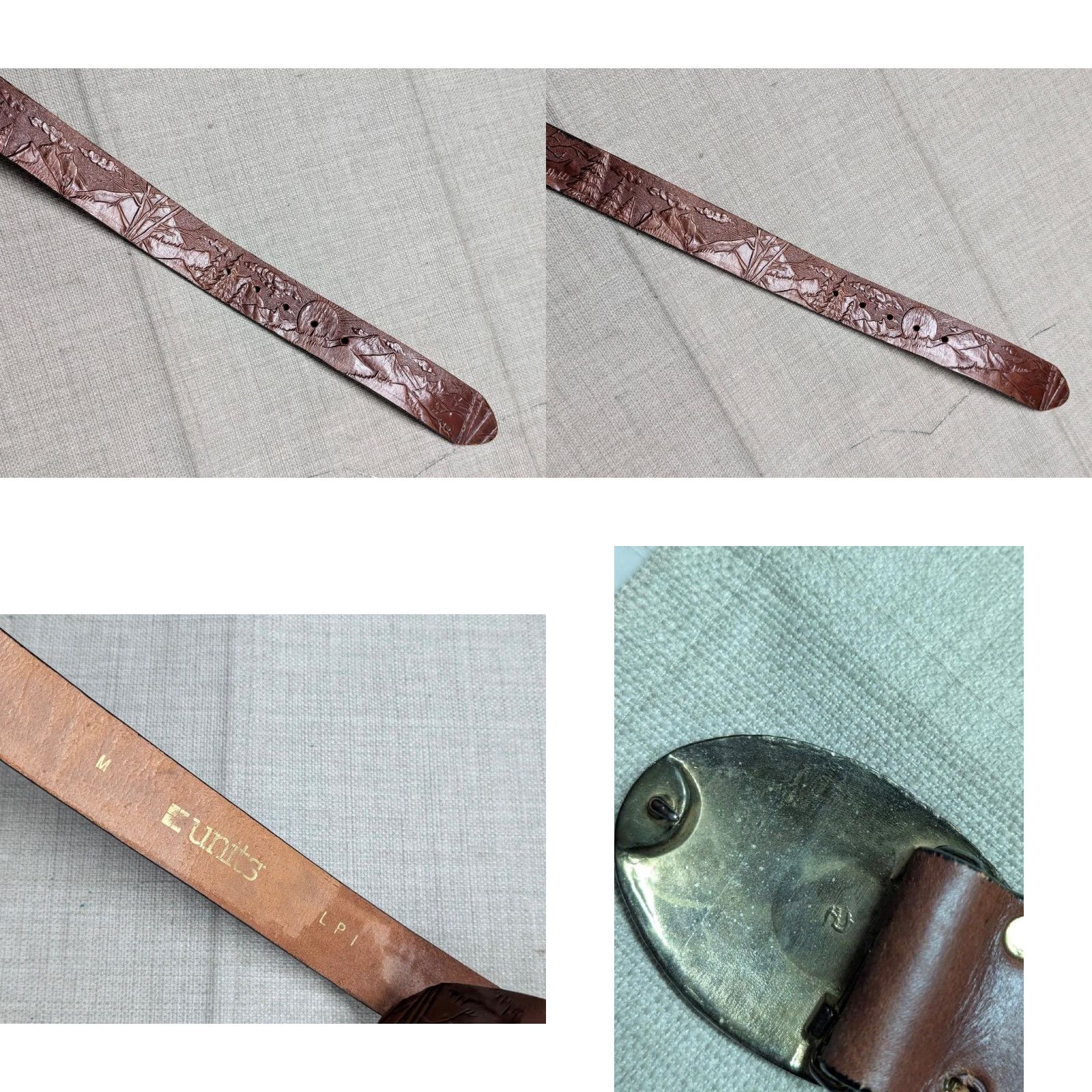 Vintage VINTAGE western belt belt buckle tooled landscape brown 26 Women Leather Cowhide landscape 90s Cowboys Mens Women Size ONE SIZE - 8 Thumbnail