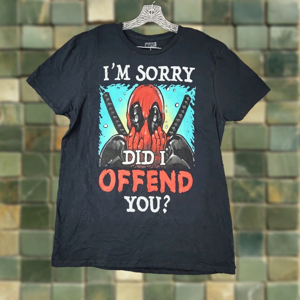 Vintage Marvel Shirt L Black Deadpool Did I Offend You Short Sleeve Graphic Tee Womens Size 36" / US 14 / IT 50 - 1 Thumbnail