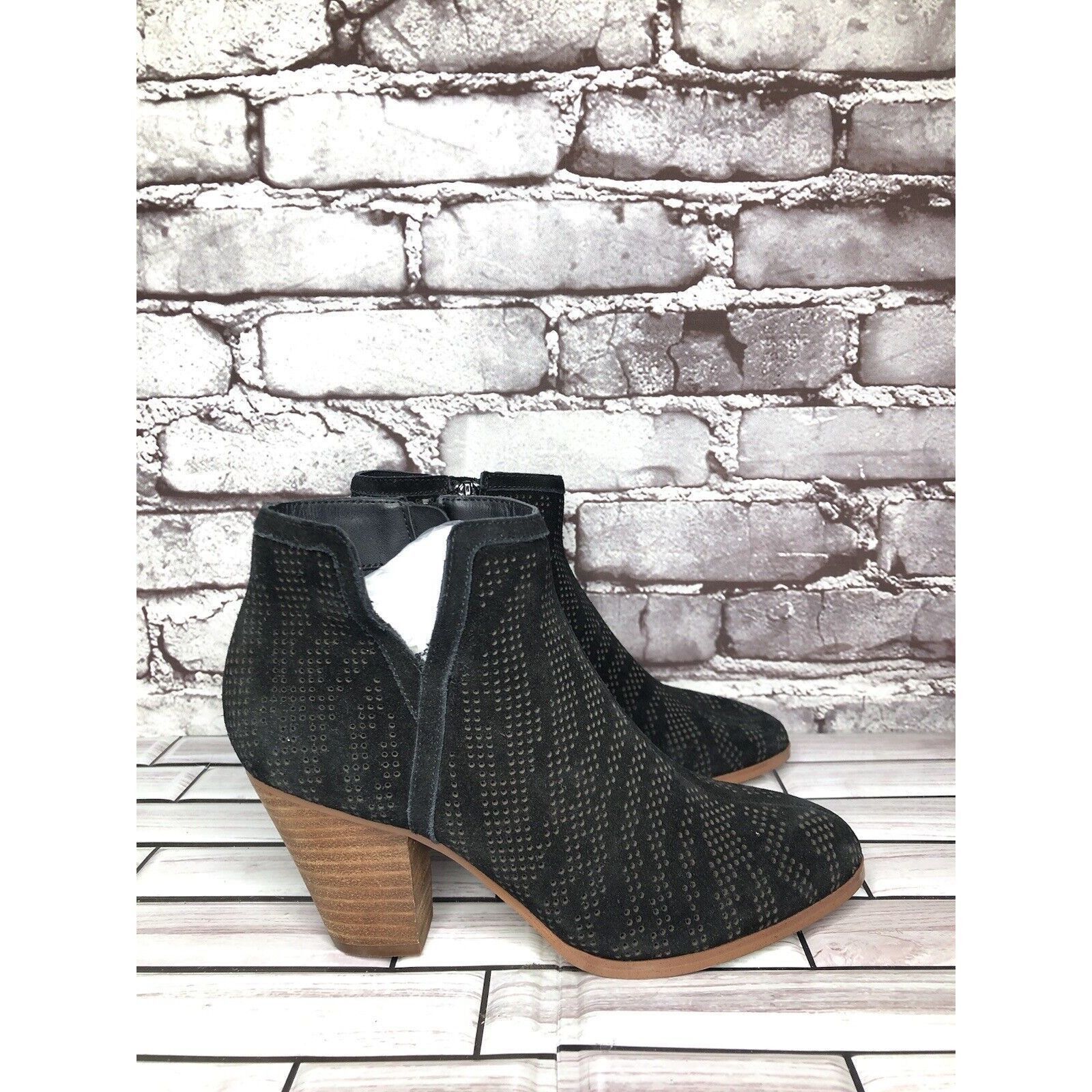 Other Violet & Red Jensen Black Suede Perforated Ankle Boots Block Size US 6 / IT 36 - 1 Thumbnail