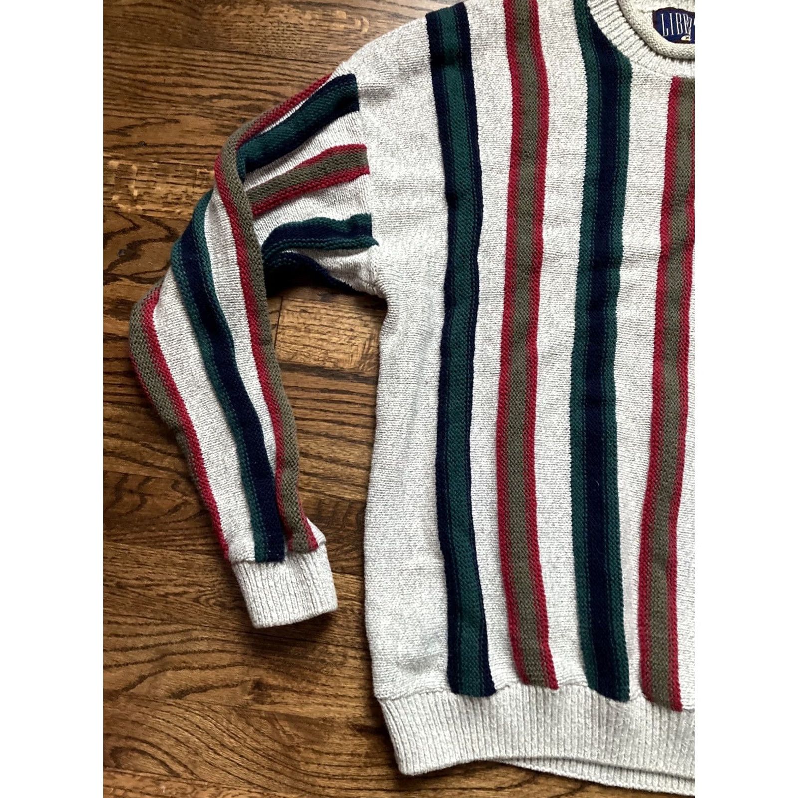 Vintage VINTAGE Liberty Sweater Shirt Men XL Gray 90s Knit Roll Neck Plaited United Statesmade Knit Cotton Stripes Size US XL / EU 56 / 4 - 2 Thumbnail