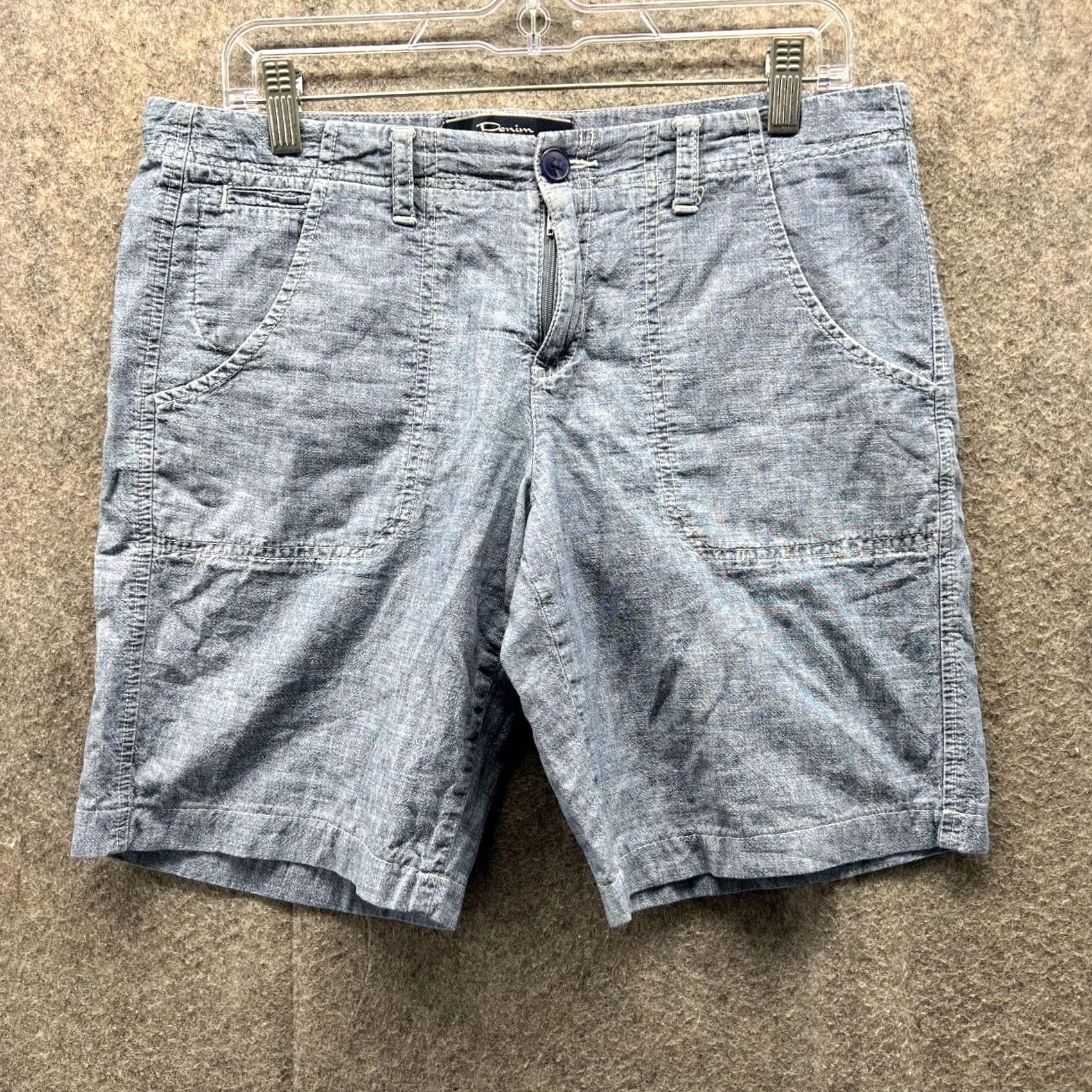 Tommy Bahama VINTAGE Tommy Bahama Shorts Women 6 Blue Denim Flat Front Chino Casual Cotton 8 In Inseam Mens Women Girls Size 28" / US 6 / IT 42 - 2 Thumbnail