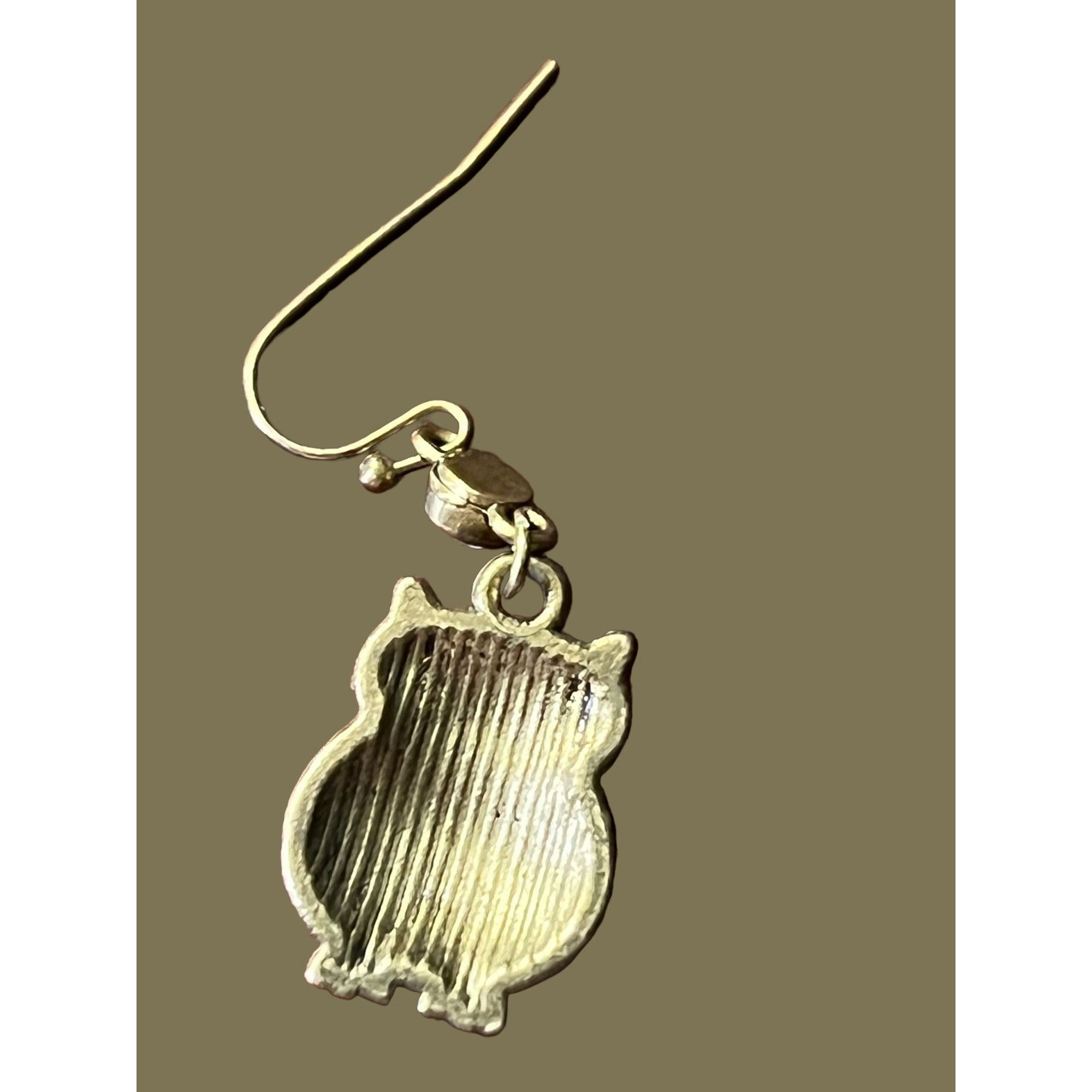 Other Antique gold owl dangle earrings hook black rhinestone eyes Size ONE SIZE - 3 Thumbnail