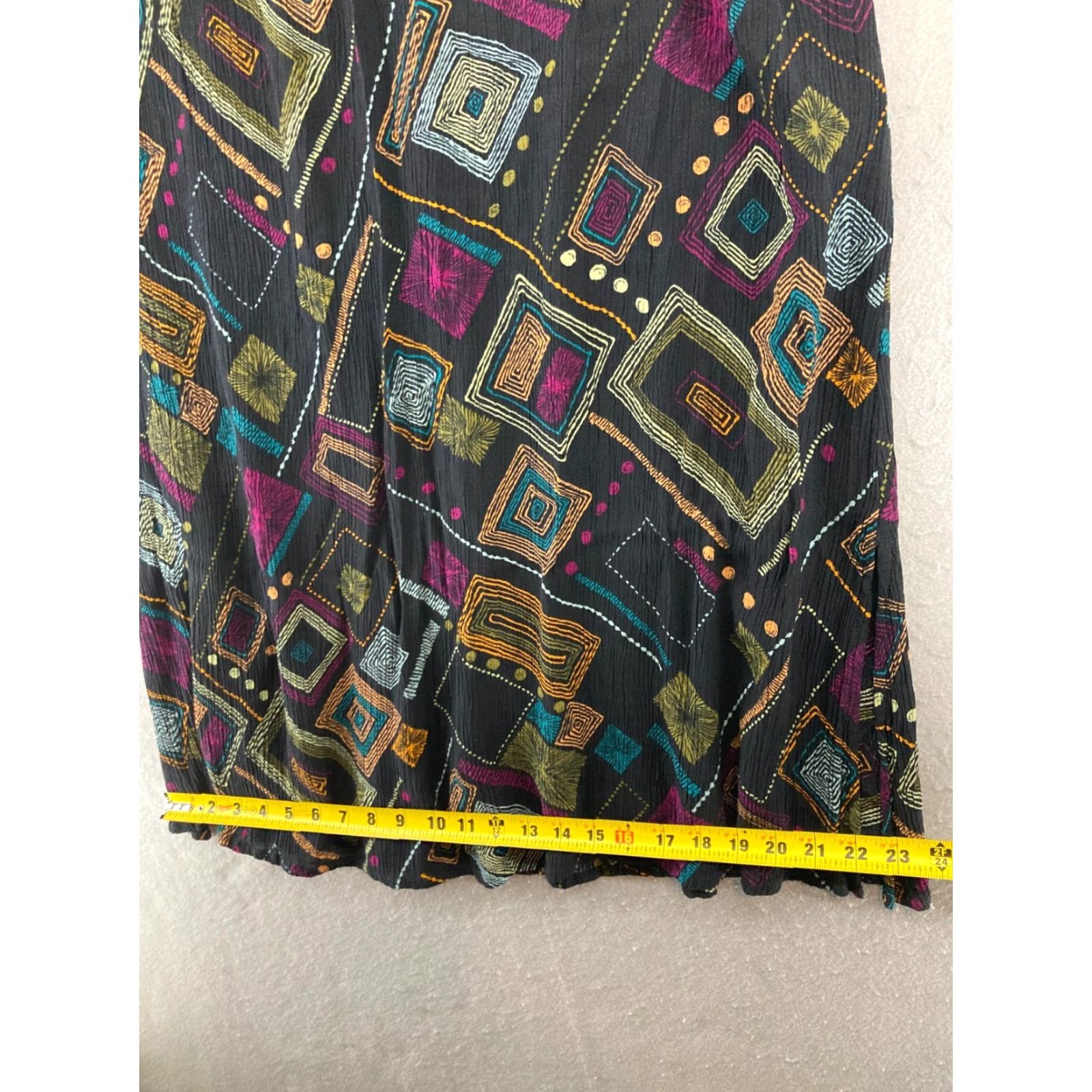 Vintage VINTAGE CM Shapes Women's Maxi Skirt Large Black Geometric Bohemian 80s 90s All Seasons Size 36" / US 14 / IT 50 - 3 Thumbnail