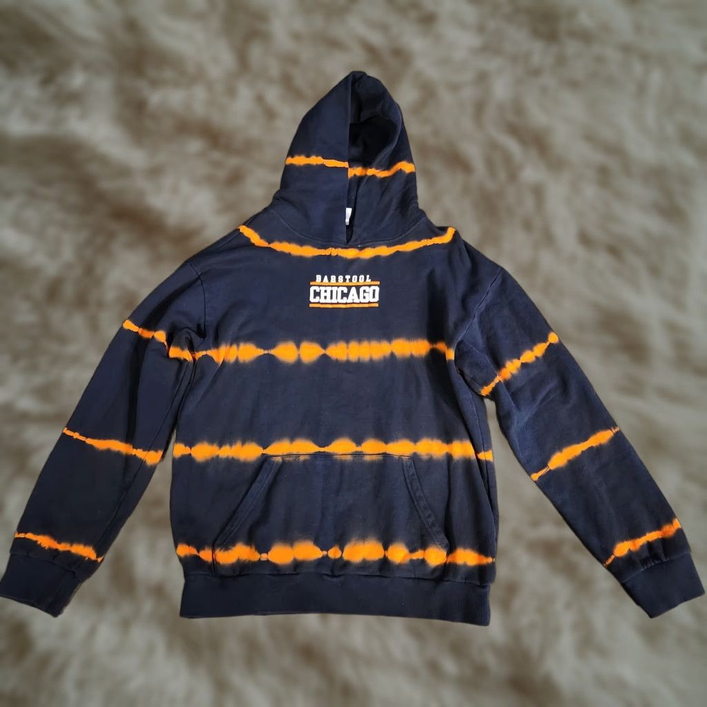 Vintage Barstool Sports Hoodie Mens XL Chicago Striped Pullover Blue Orange Da Bears Size US XL / EU 56 / 4 - 1 Thumbnail