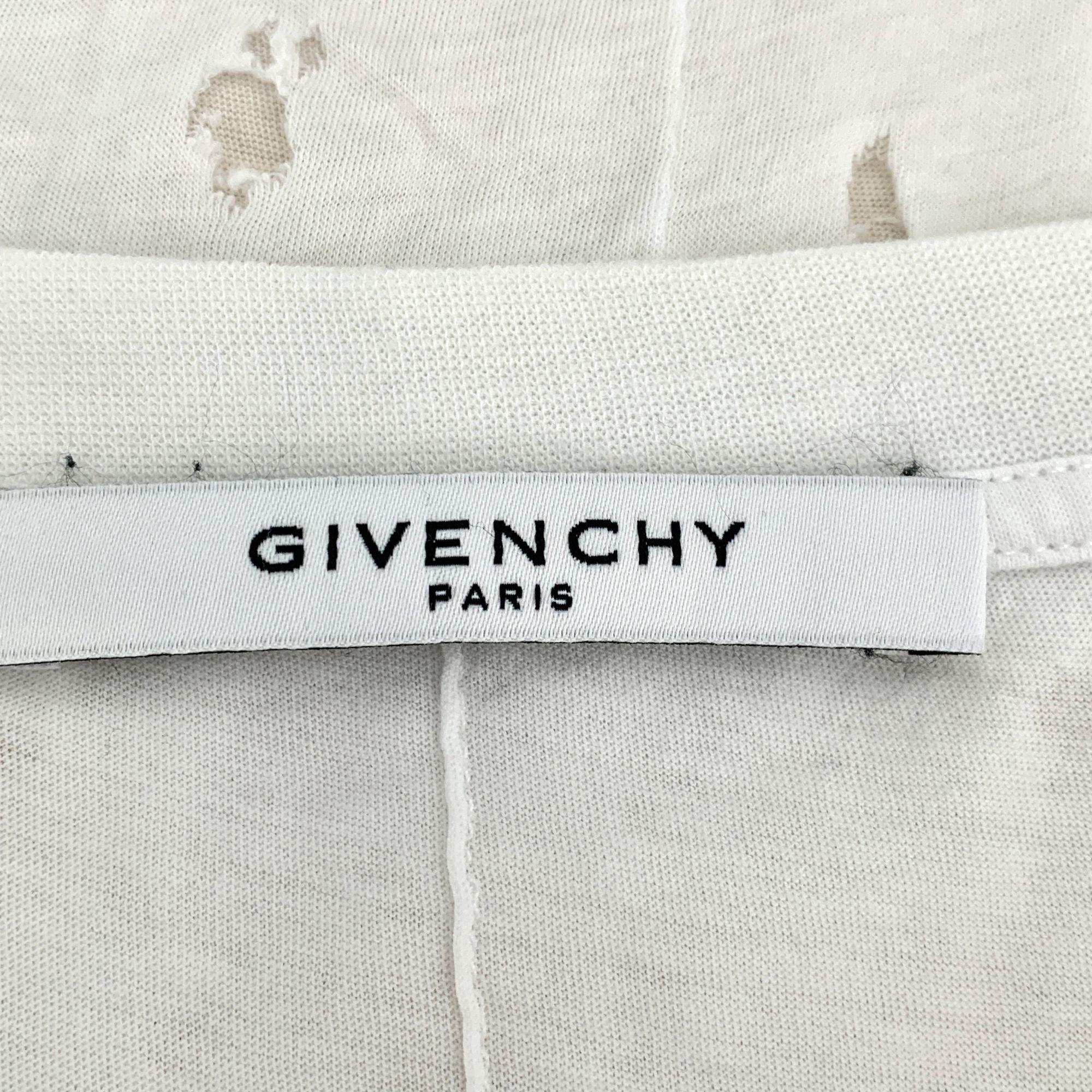Givenchy Givenchy White Distressed Logo Cotton T-Shirt (Size M) Size M / US 6-8 / IT 42-44 - 2 Thumbnail
