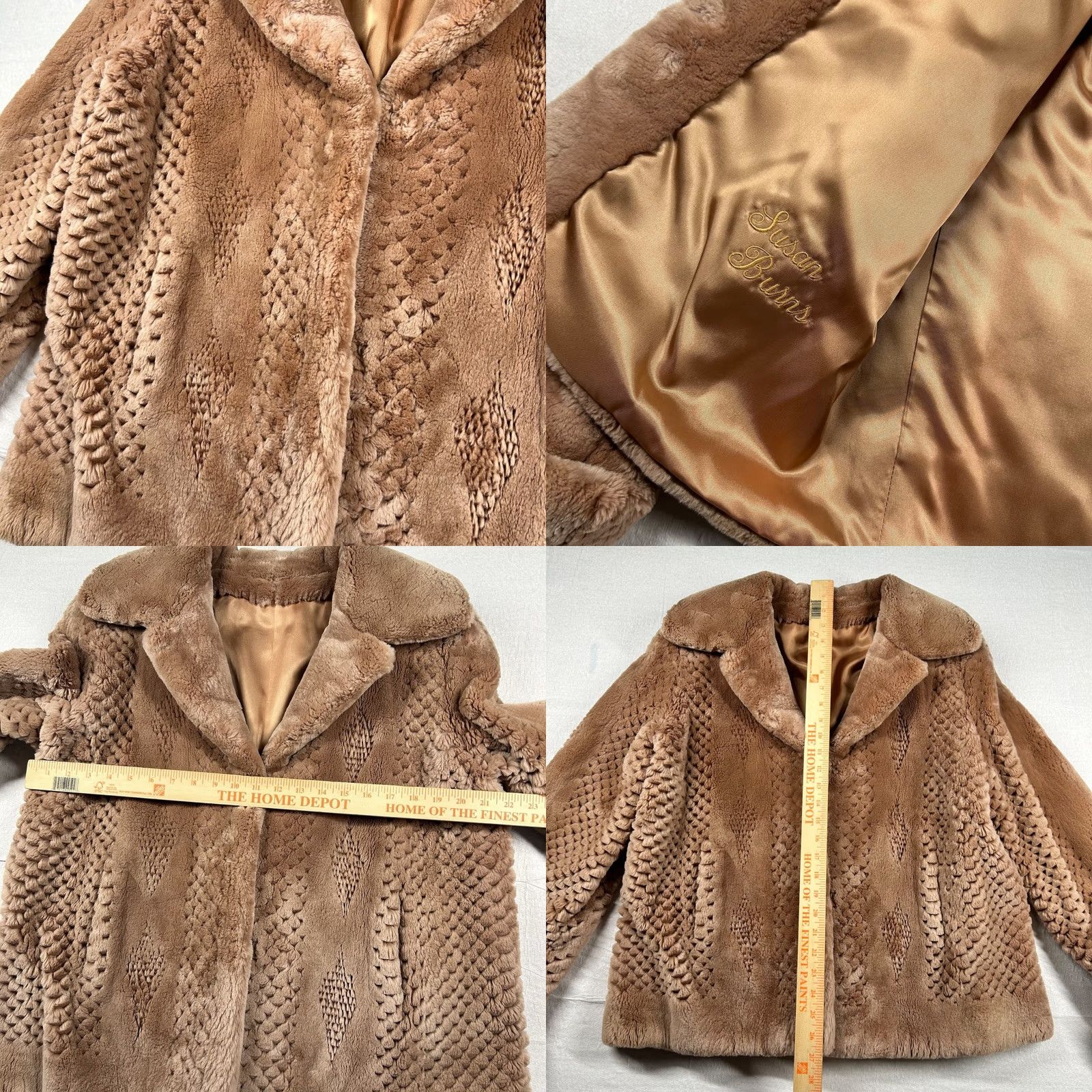 Vintage VINTAGE Torras Jacket Women S/M Mouton Sheared Lambskin Embossed Spain 90s Luxury Brown Fur Lambskin Art Deco Mens Girls Womens Size S / US 4 / IT 40 - 8 Thumbnail