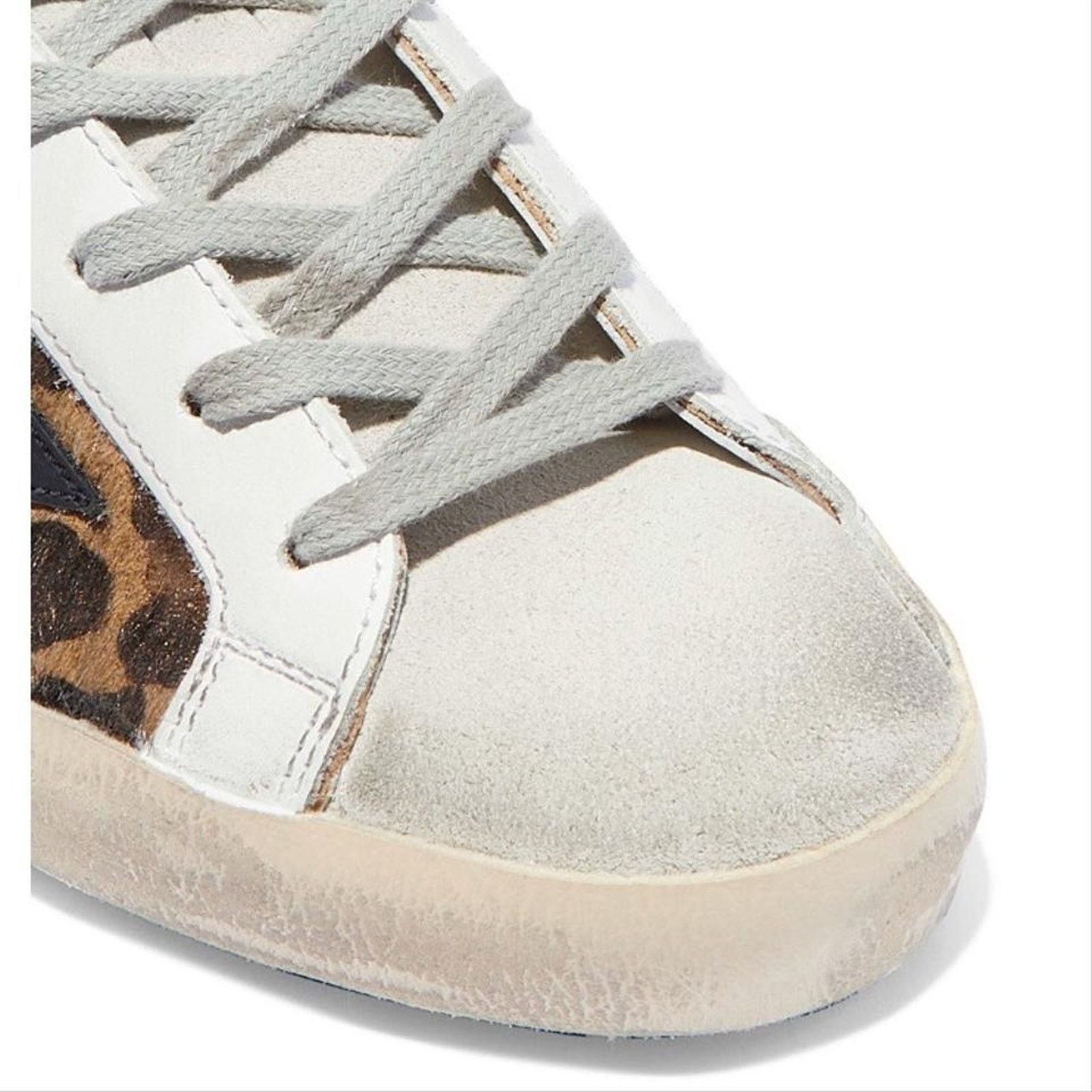 Golden Goose superstar distressed leopard calf hair leather sneakers Size US 5 / IT 35 - 5 Thumbnail