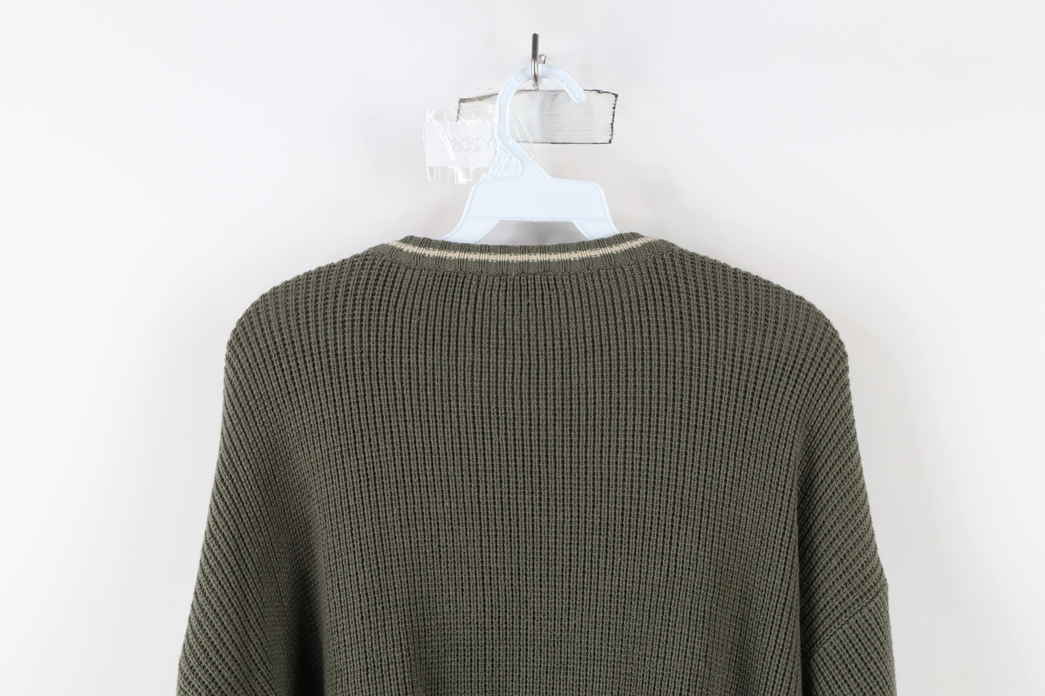 Vintage Vintage 90s Streetwear Ribbed Knit Crewneck Sweater Green Size US L / EU 52-54 / 3 - 7 Thumbnail