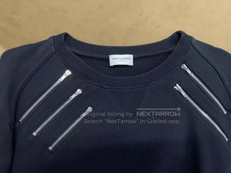 Saint Laurent Paris Saint Laurent Black Crewneck Sweatshirt with Zippers. Size US S / EU 44-46 / 1 - 3 Thumbnail