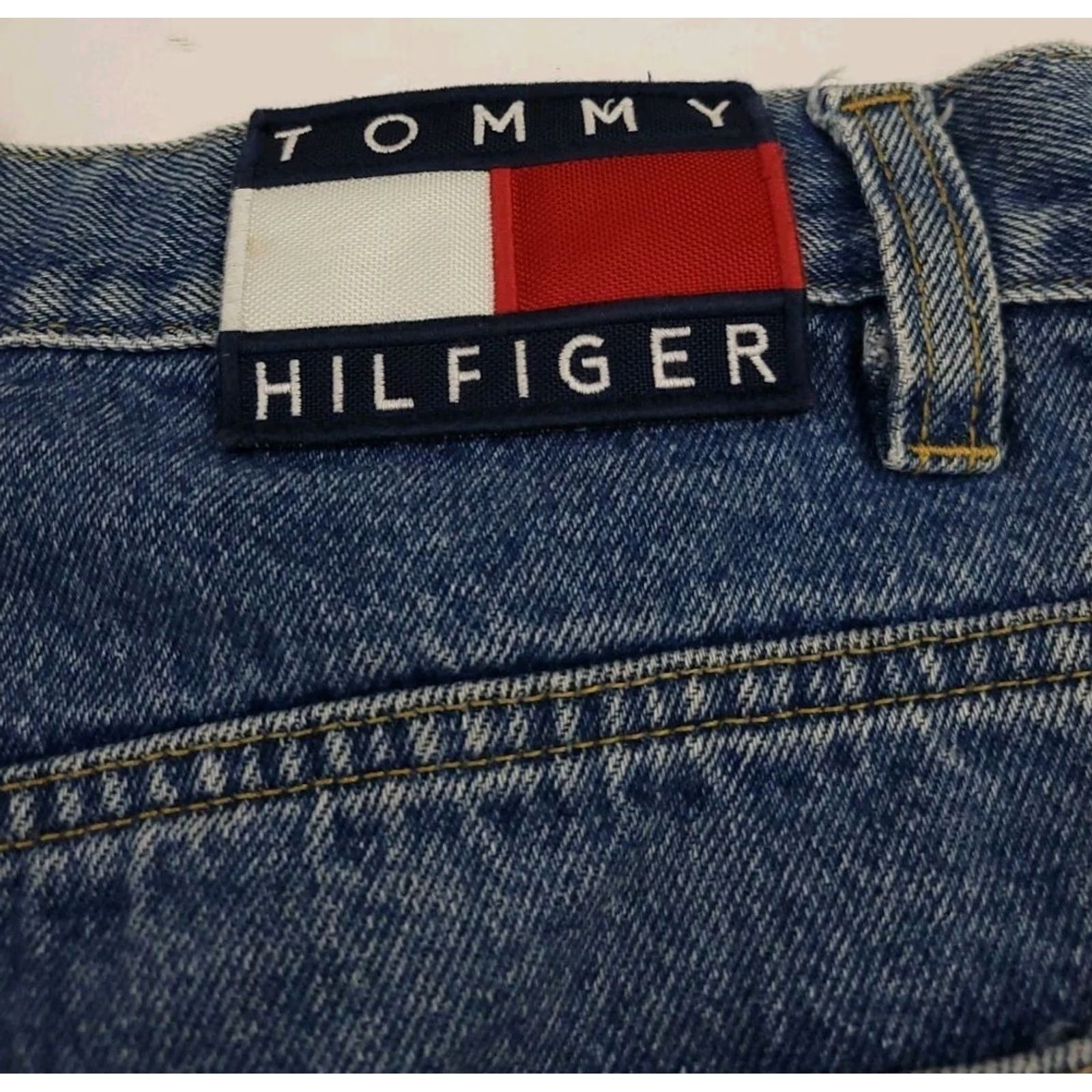 Tommy Hilfiger VINTAGE Tommy Hilfiger Baggy Carpenter Jeans USA Denim 34x29 Mens Blue 90s Flag Logo Size US 34 / EU 50 - 5 Thumbnail