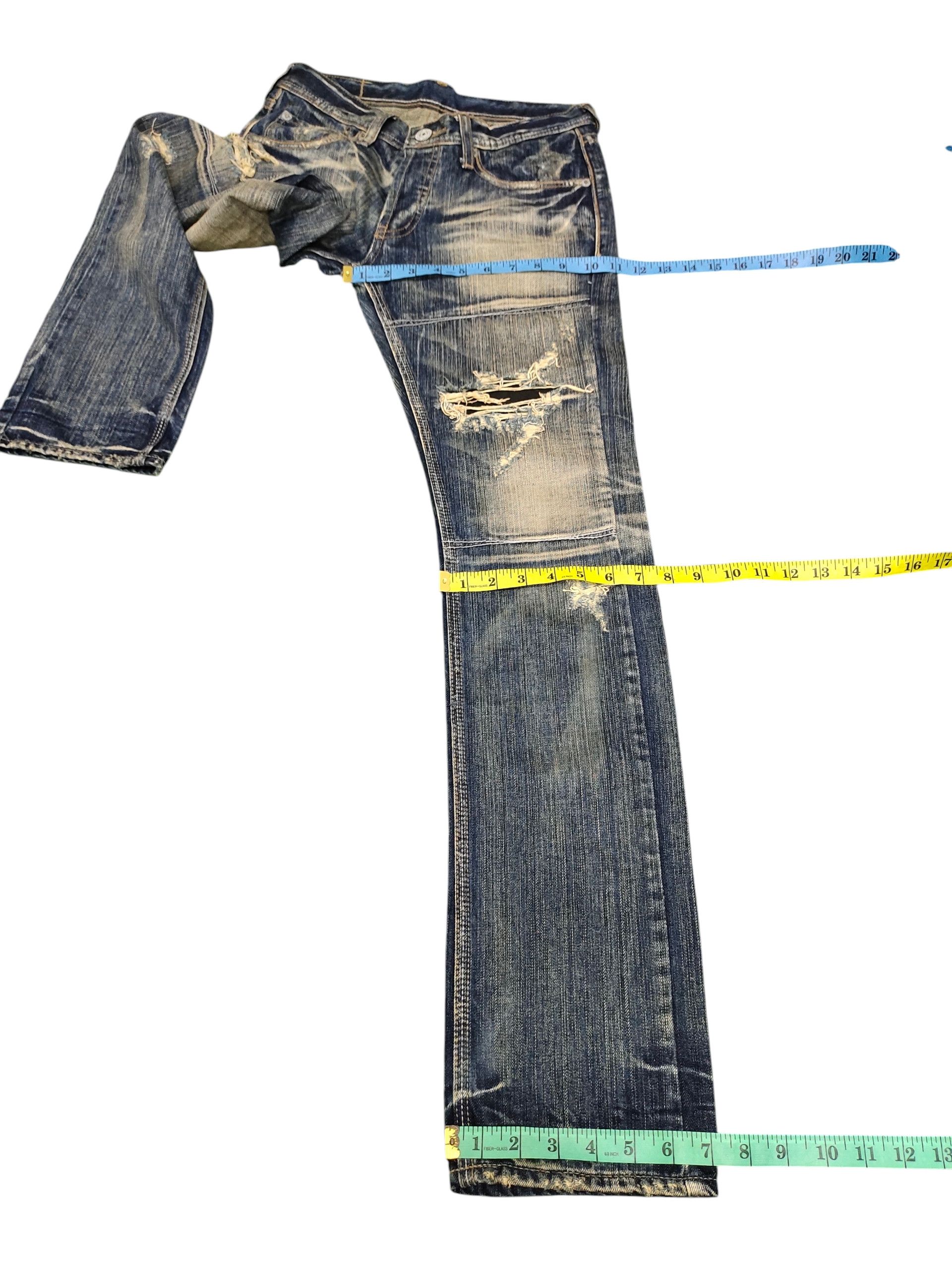 Self Edge Difference Rupert Japan Clawmark Distress Faded Denim Jeans Size US 30 / EU 46 - 15 Thumbnail