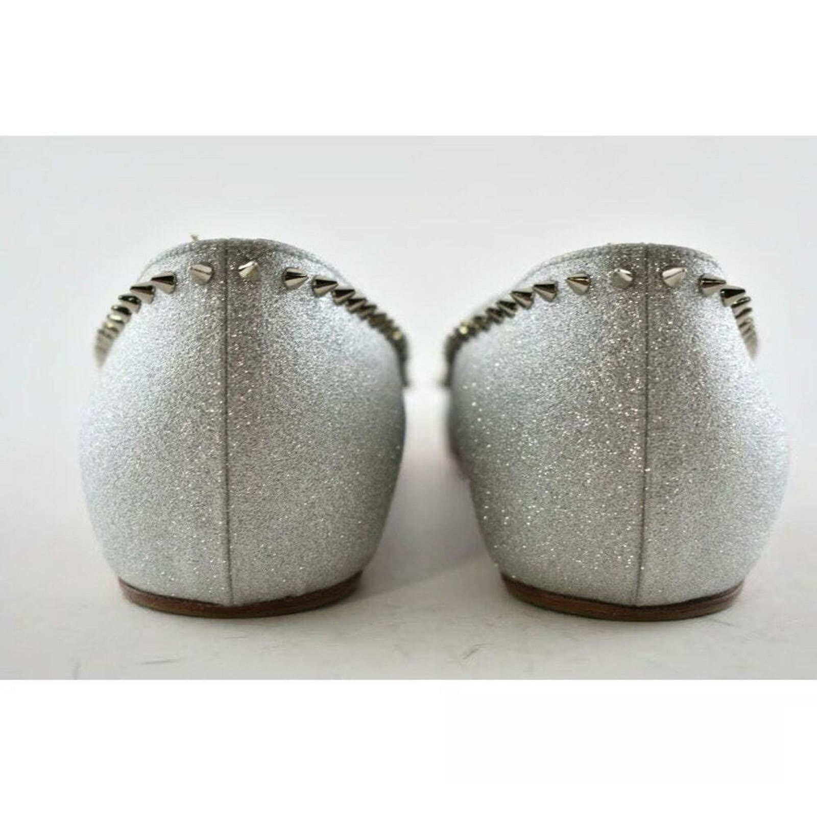 Christian Louboutin Christian Louboutin Anjalina Flat Silver Glitter Pointed Size US 7.5 / IT 37.5 - 4 Thumbnail