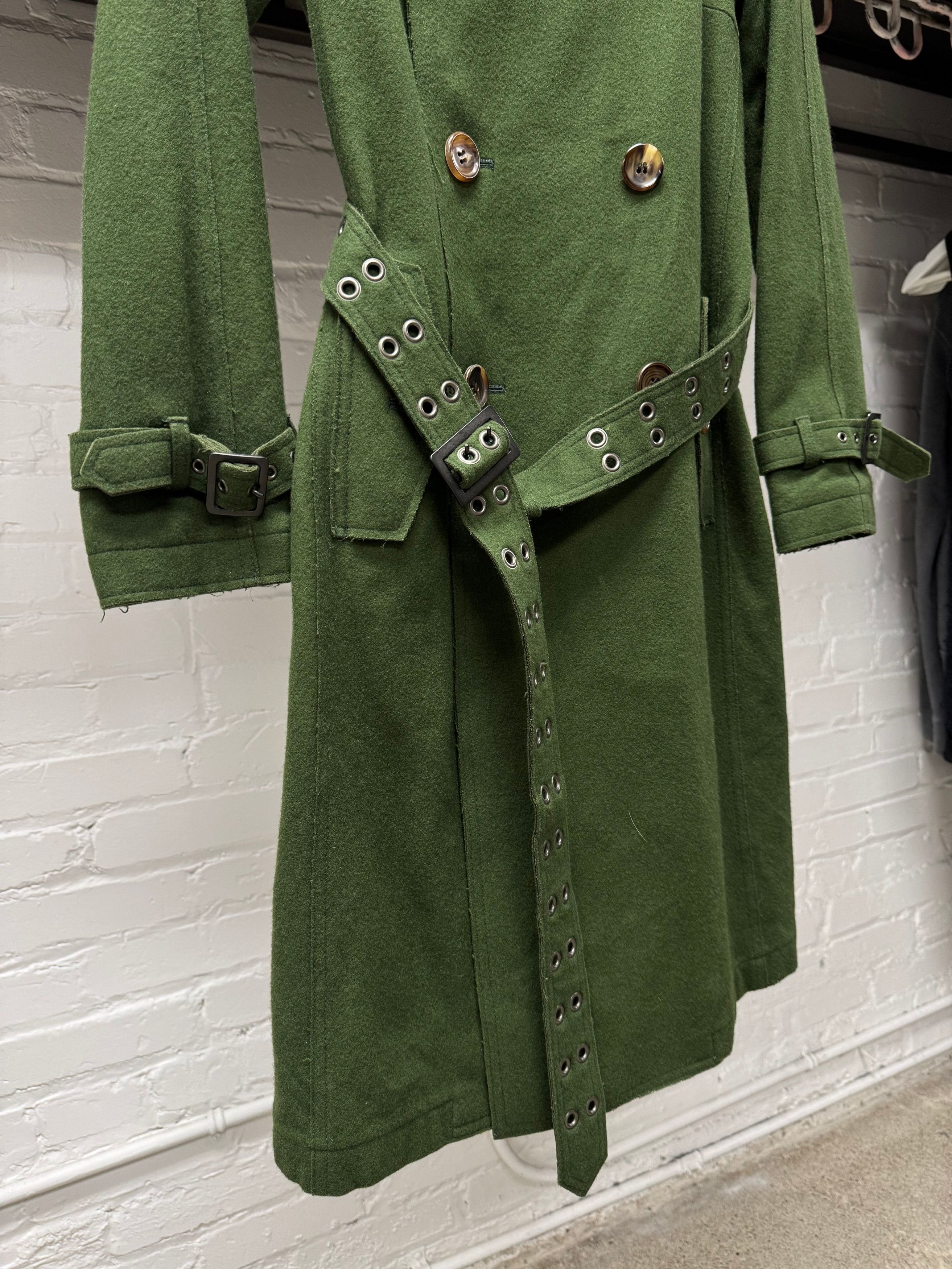 Junya Watanabe AW2006 Junya Watanabe ‘Taxi Driver’ Distressed Green Wool Trench Coat Size US S / EU 44-46 / 1 - 2 Thumbnail
