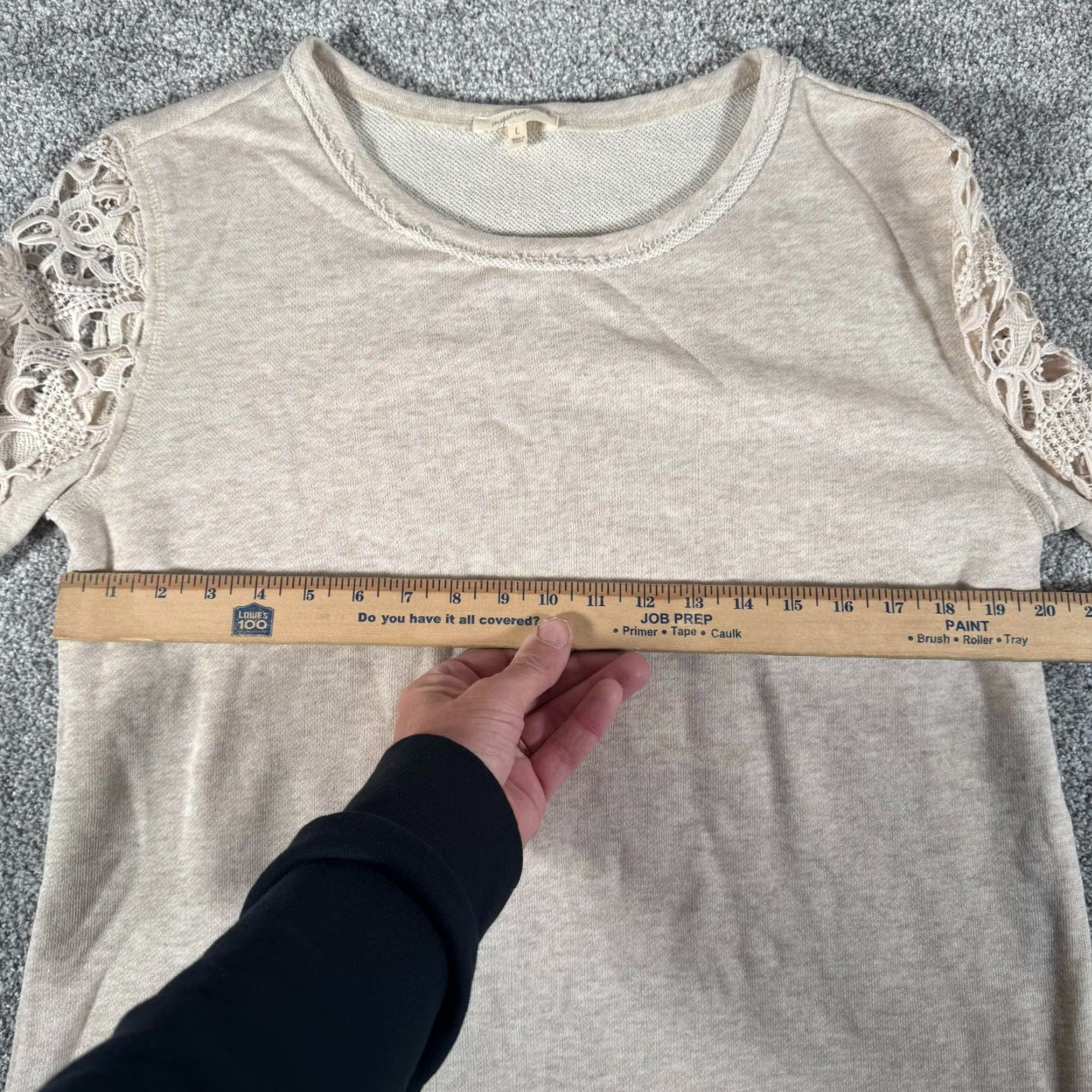 Vintage Mystree Blouse Large Beige Round Neck Long Sleeve Lace Cottagecore Bohemian Hippie Casual Womens L Size L / US 10 / IT 46 - 7 Thumbnail