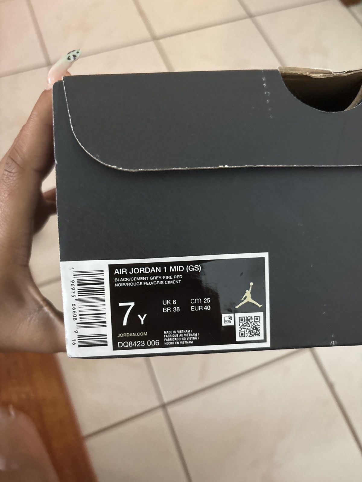 Jordan Brand black/cement grey-fire red air jordan 1 mid (gs) Size US 8.5 / IT 38.5 - 7 Thumbnail