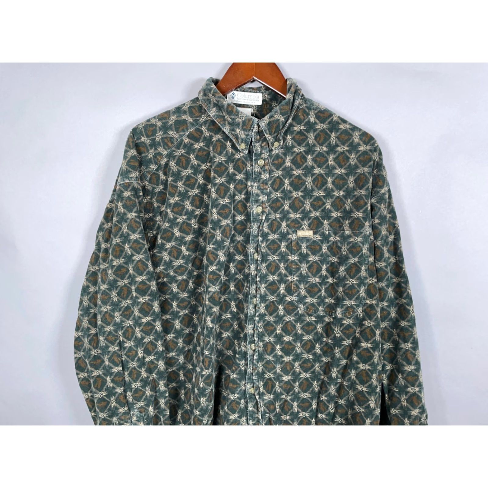 Etro VINTAGE Columbia Corduroy Geometric Pattern Shirt Adult XL Green 90s Retro Mens Size US XL / EU 56 / 4 - 4 Thumbnail