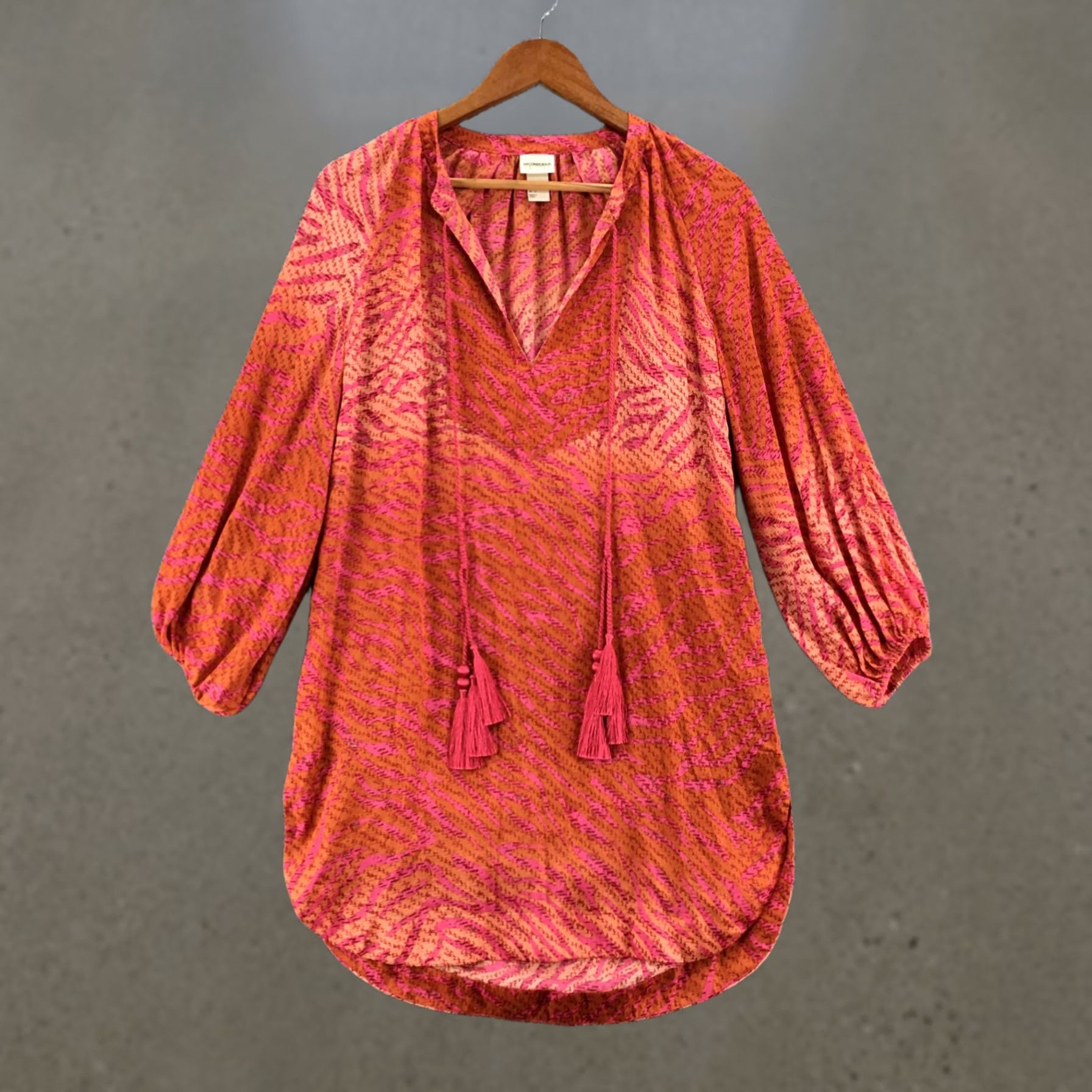 h&m pink and orange dress H&M Womens Colorful orange & pink Sleeveless Dress