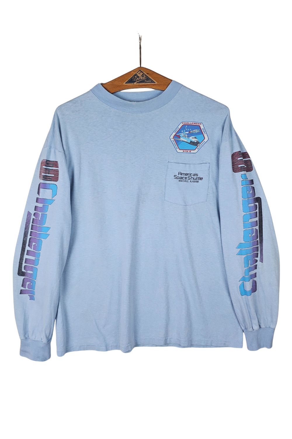 Hanes 1983 NASA Challenger STS-6 L/S Pocket Tee - Hanes Beefy Size US M / EU 48-50 / 2 - 22 Thumbnail