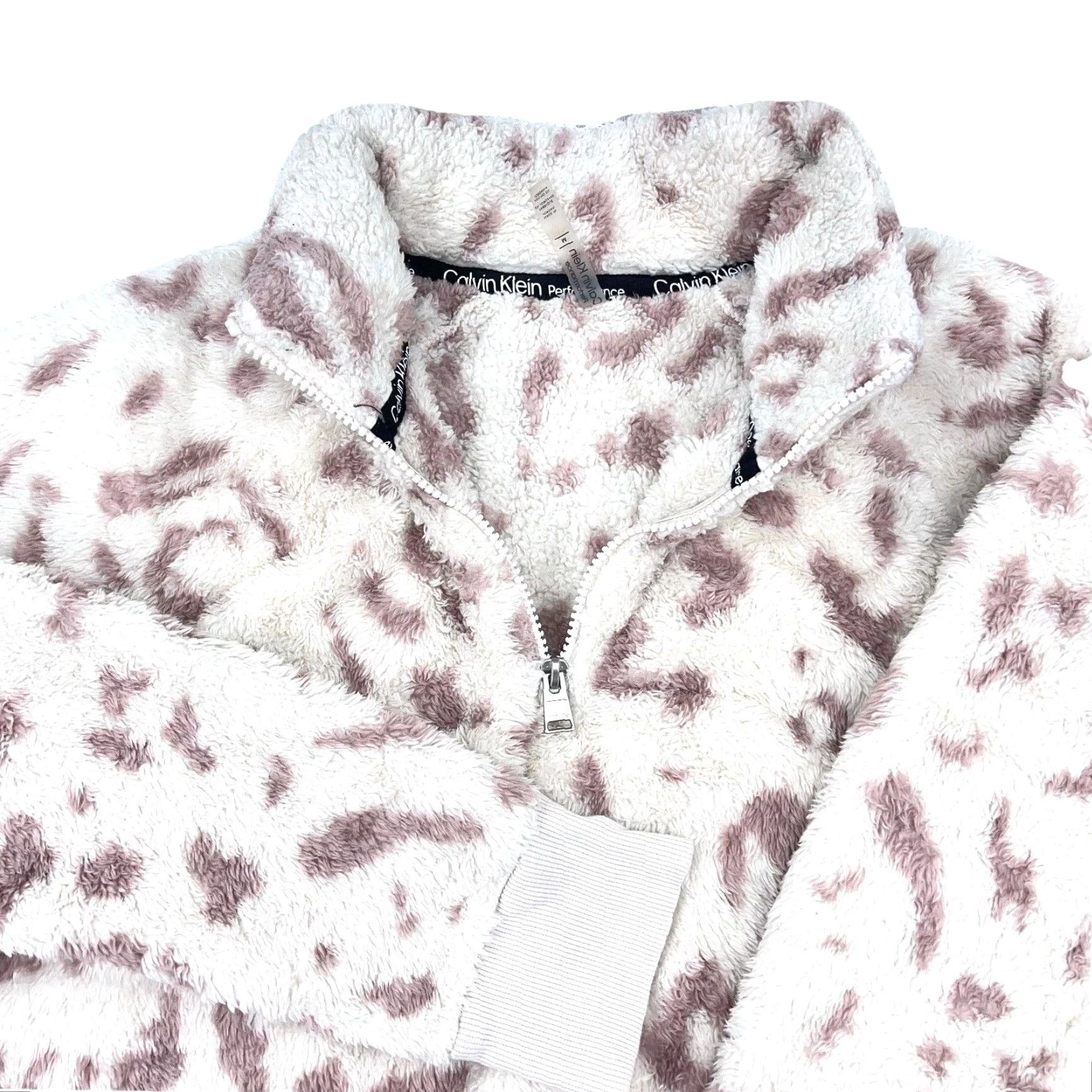 Calvin Klein Calvin Klein Sweatshirt Women Medium Leopard Crop Top Deep Pile Sherpa Sweater Size M / US 6-8 / IT 42-44 - 2 Thumbnail