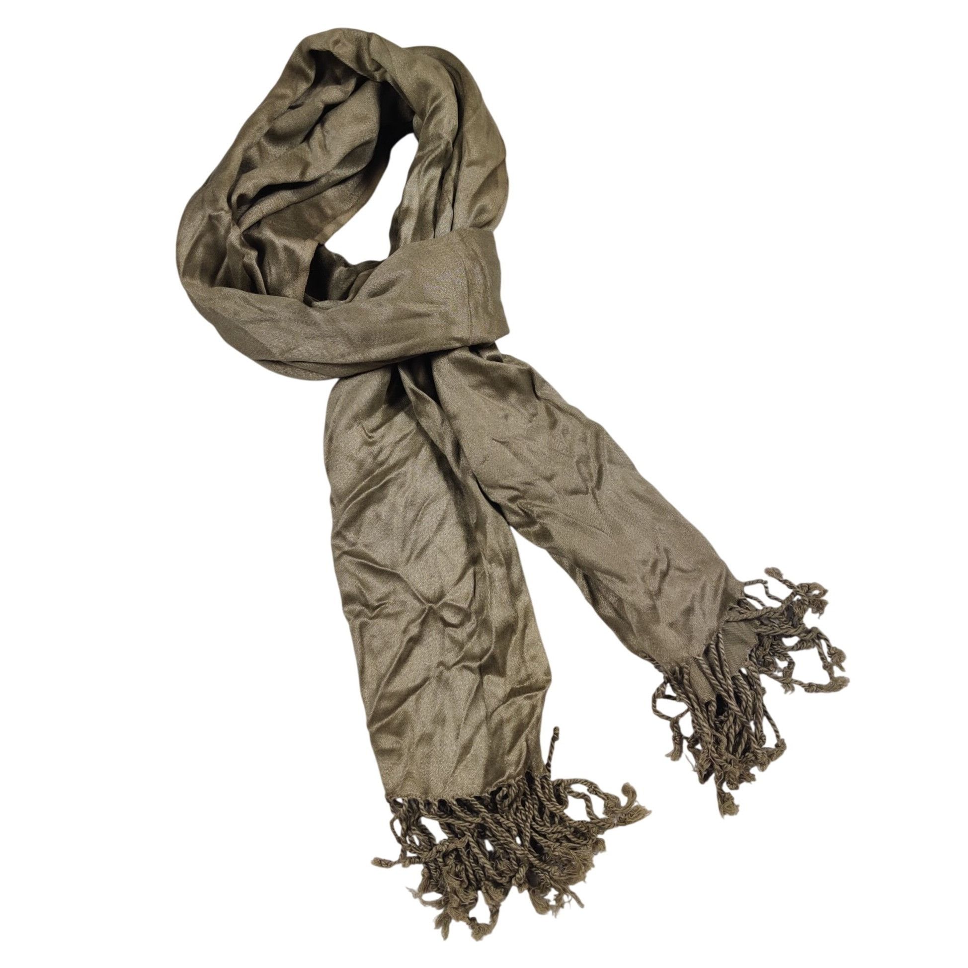 Other Taupe Gray Fringe Scarf Lightweight Soft Drape Minimalist Bo Size ONE SIZE - 2 Thumbnail