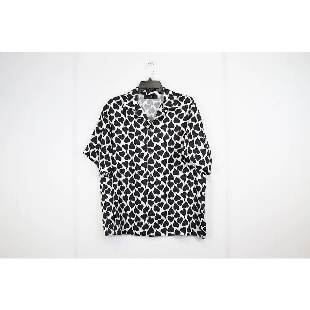 Amiri o1rshd1 Love Hearts STW Bowling Shirt in Black/White Size US M / EU 48-50 / 2 - 2 Thumbnail