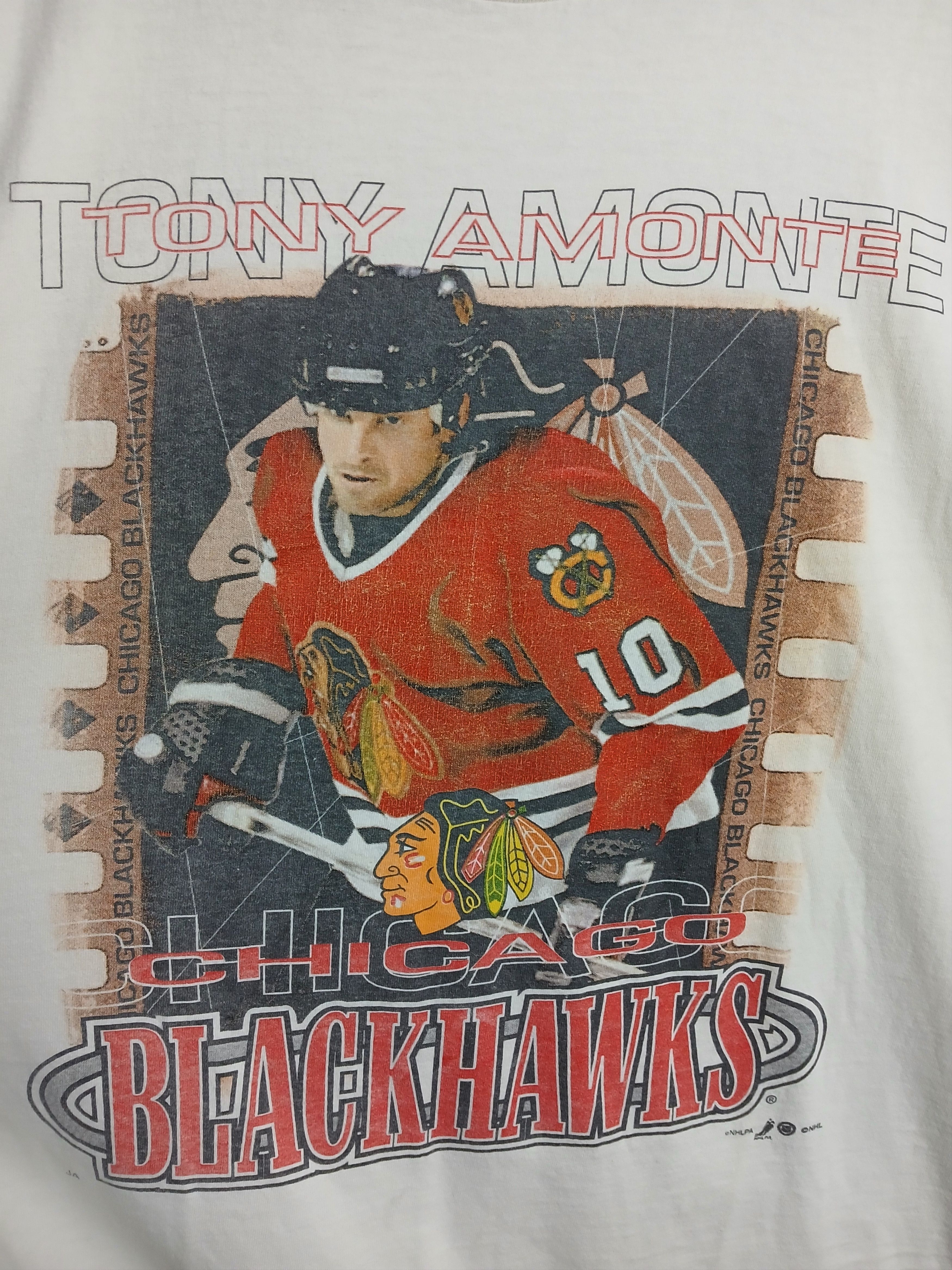NHL × Vintage Vintage NHL Blackhawks Tony Amonte Hockey T-Shirt Size US L / EU 52-54 / 3 - 3 Thumbnail