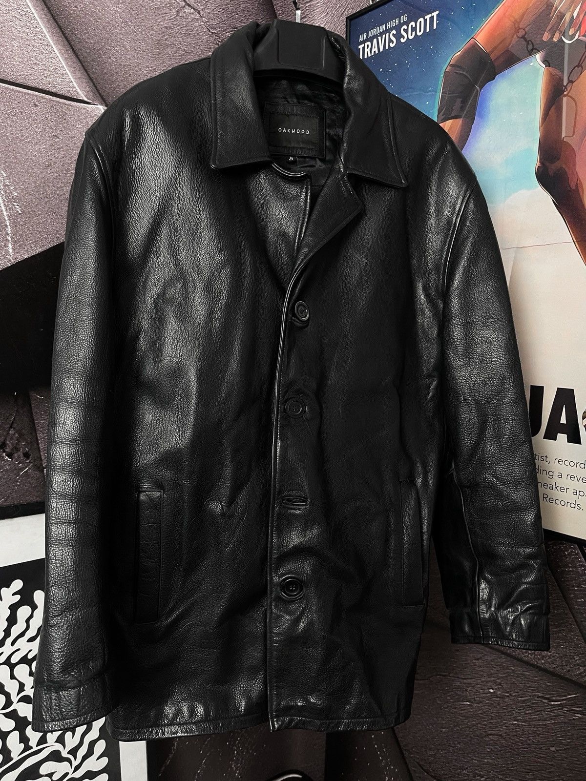 Versace Oakwood Leather Jacket Black XL Minimal Vintage Coat Size US XL / EU 56 / 4 - 7 Thumbnail