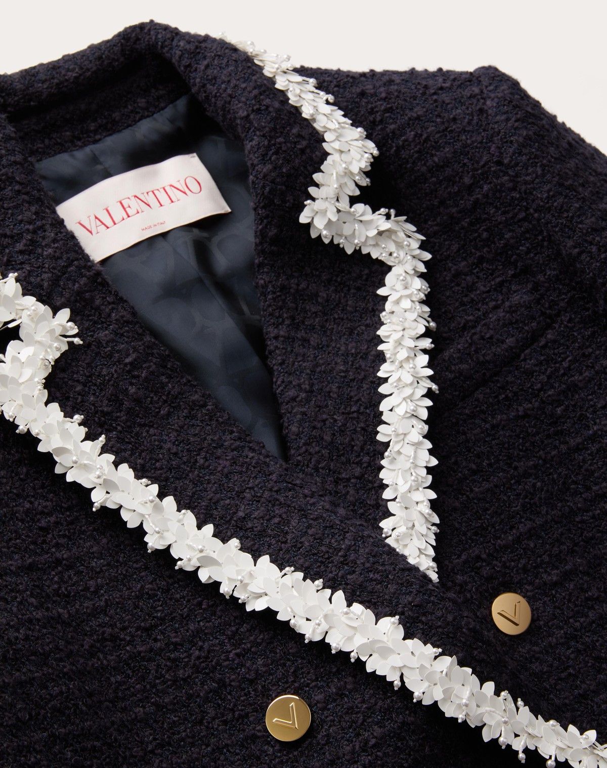 Valentino o1s1wg110525 Embroidered Plain Tweed Blazer in Black Size XS / US 0-2 / IT 36-38 - 5 Thumbnail