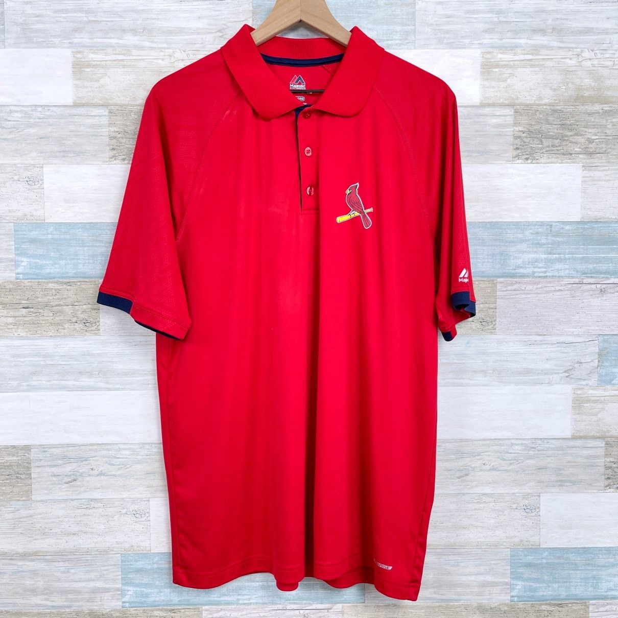 Majestic St Louis Cardinals Polo Shirt Red Majestic MLB Mens XL Size US XL / EU 56 / 4 - 1 Thumbnail