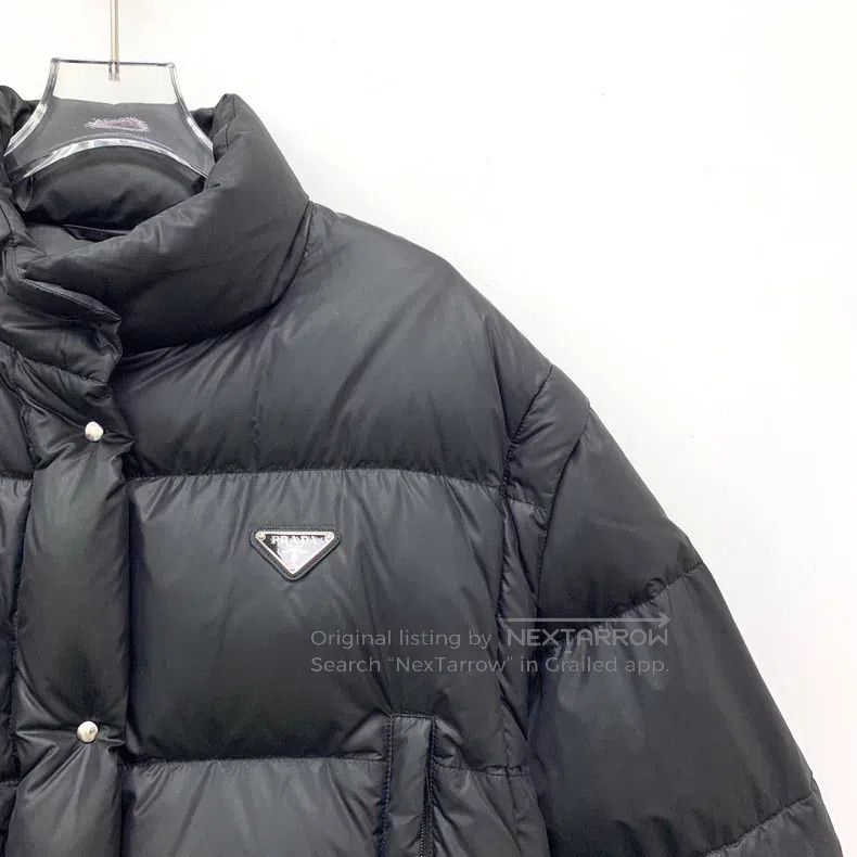 Prada Prada 21 black logo triangle stand-up collar down jacket Size XXS / US 00 / IT 34 - 3 Thumbnail
