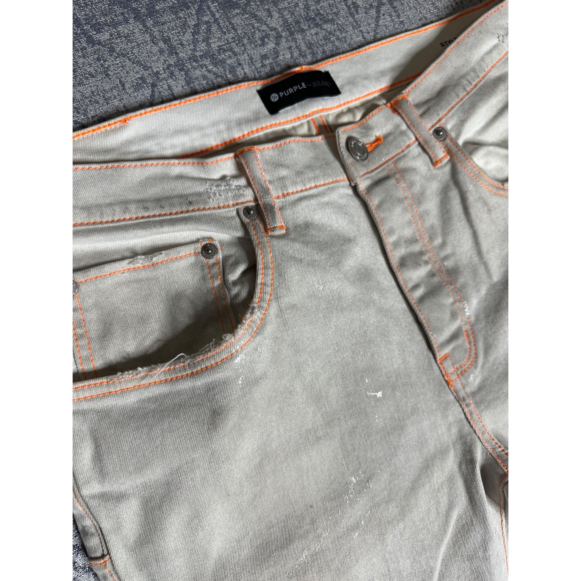 Purple Brand Purple Brand P001 Split Distressed Hem White Neon Stitch - O Size US 36 / EU 52 - 3 Thumbnail