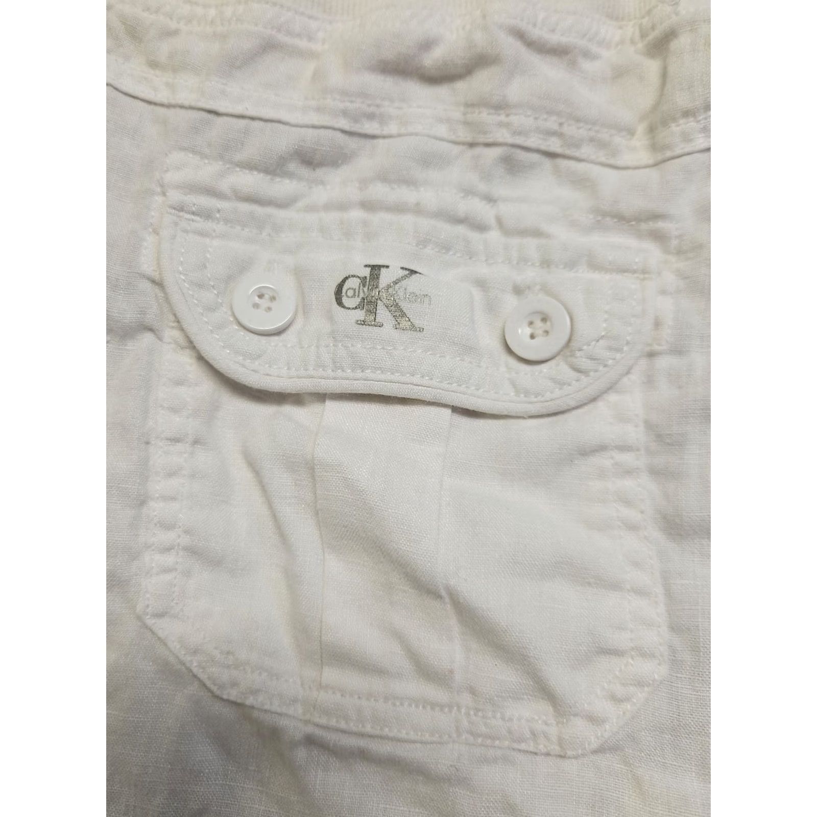 Calvin Klein Calvin Klein Womens Casual Linen Drawstring Shorts Elastic Waist White M Size 32" / US 10 / IT 46 - 6 Thumbnail