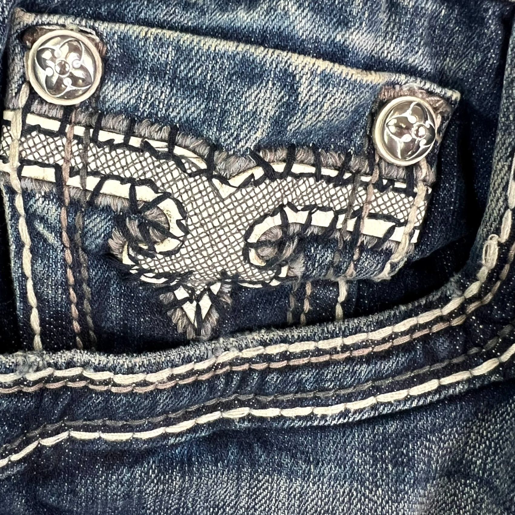Vintage Rock Revival Jacoby Bootcut Jeans Mens Size 38 29 Blue Distressed Denim Size US 38 / EU 54 - 5 Thumbnail