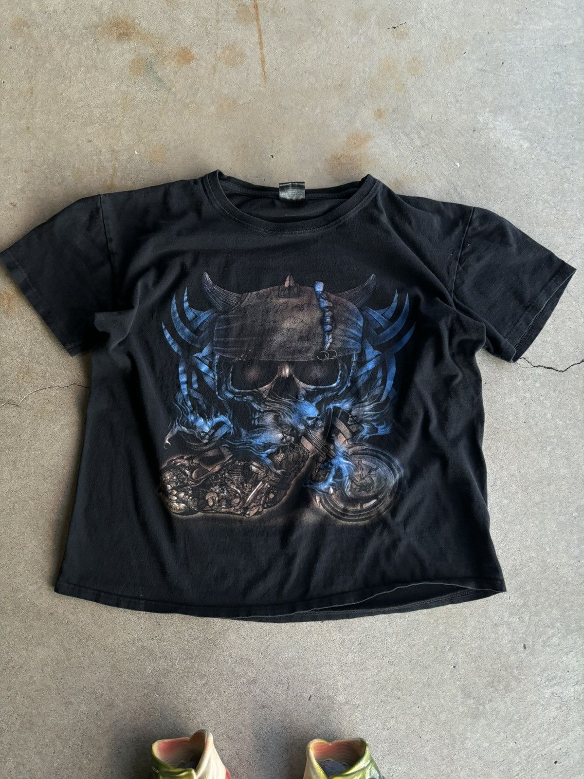 Vintage × West Coast Choppers Crazy 90s Flame Biker Boxy Faded Black Skater CCP Tee Size US M / EU 48-50 / 2 - 1 Thumbnail