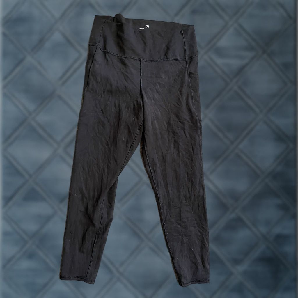 Vintage GapFit PowerMove High Rise Leggings with Pockets Black large Leggings Women's Athletic Slim Ankle Pockets 90s? Size 36" / US 14 / IT 50 - 1 Thumbnail