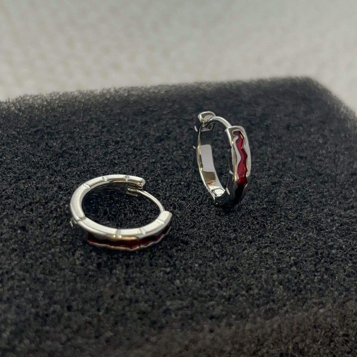 Other Red Stripes Small Hoop Earrings for Men Women Unisex Earring Size ONE SIZE - 4 Thumbnail