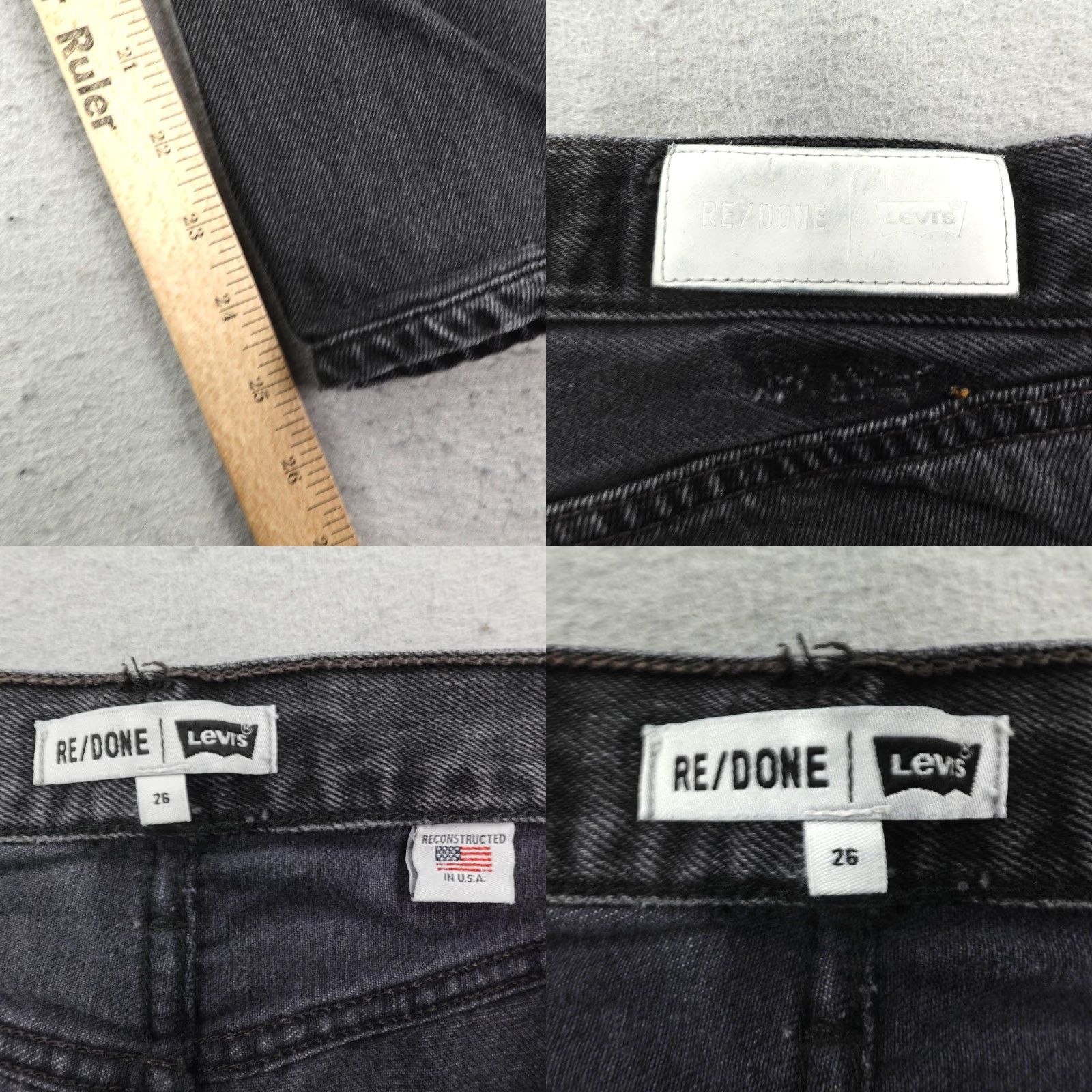 RE/DONE RE/DONE Jeans Womens 26 Black Denim Button Fly High Rise Straight Leg Size 26" / US 2 / IT 38 - 8 Thumbnail